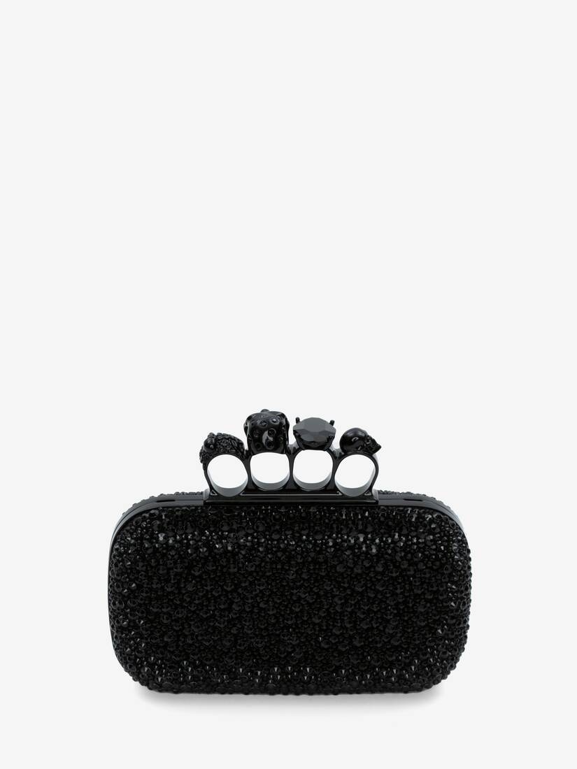 Women's Knuckle Clutch With Chain in Black - 3