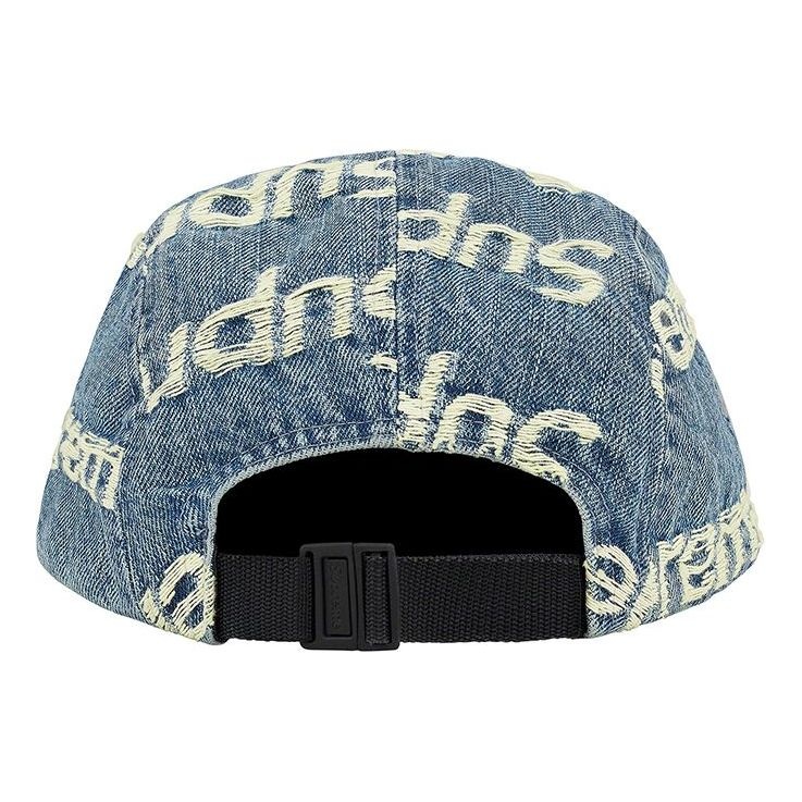 Supreme Frayed logos newest denim camp cap red