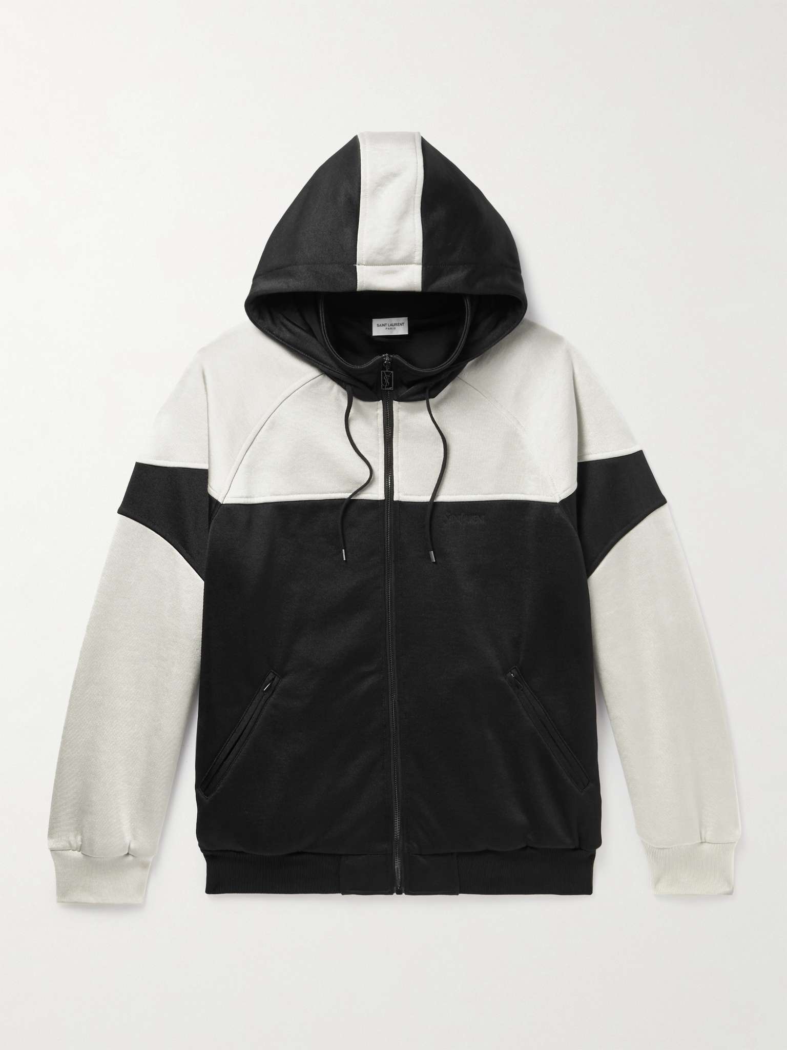 Logo-Embroidered Colour-Block Jersey Zip-Up Hoodie - 1