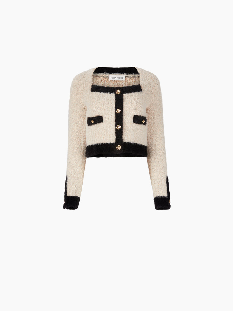 SQUARE NECKLINE CARDIGAN IN TWEED 1