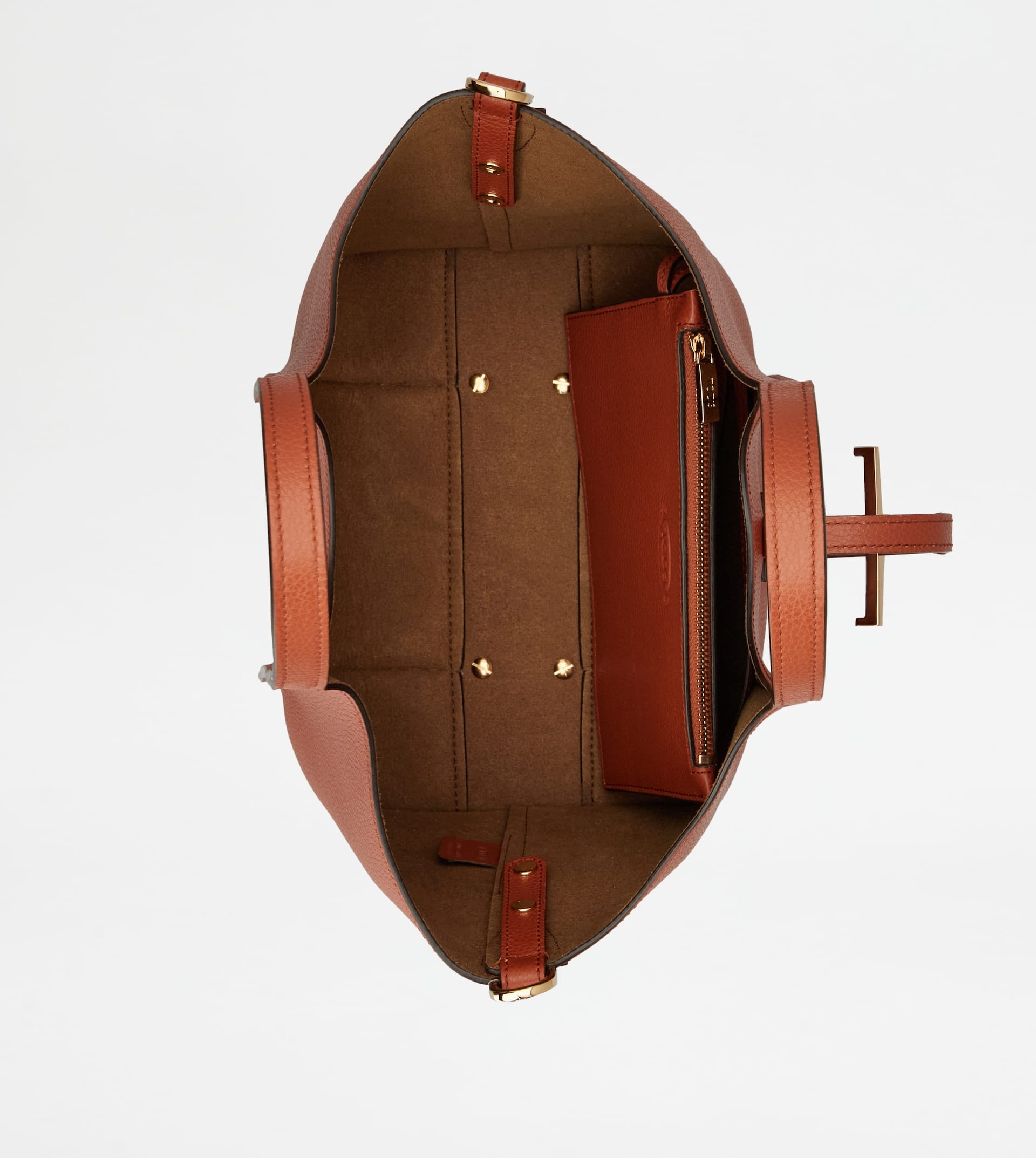 T TIMELESS SHOPPING BAG IN LEATHER MINI - ORANGE - 4