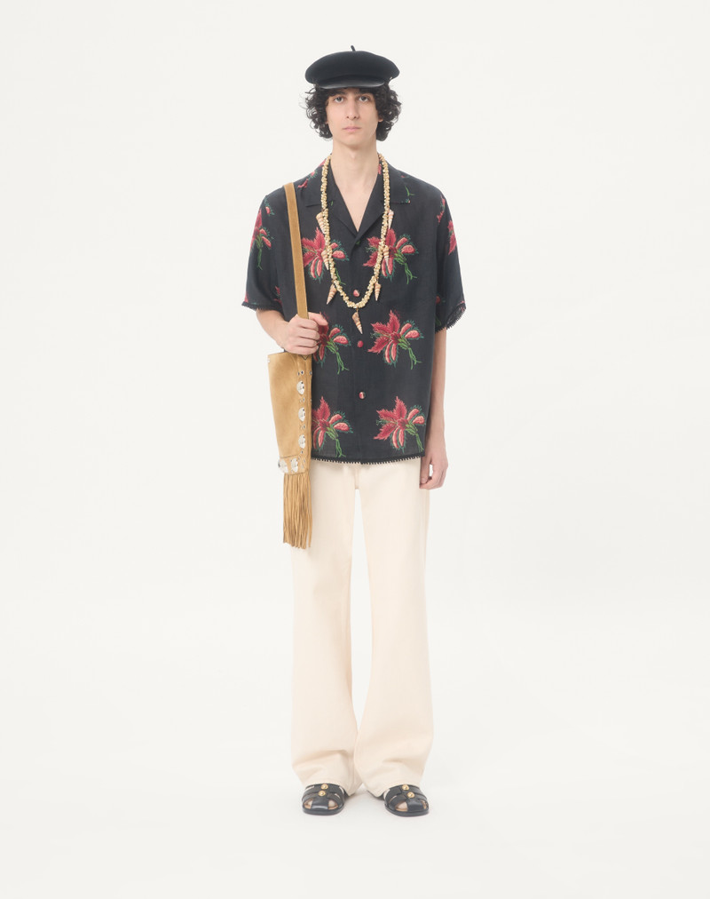 Valentino VALENTINO LINEN BOWLING SHIRT WITH PAPIER FLORAL PRINT outlook