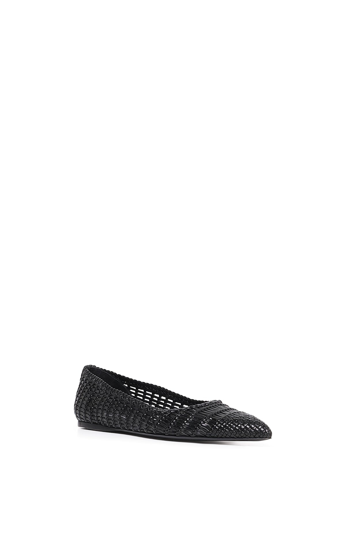Aurora Braided Flat Shoe in Black Leather - 2