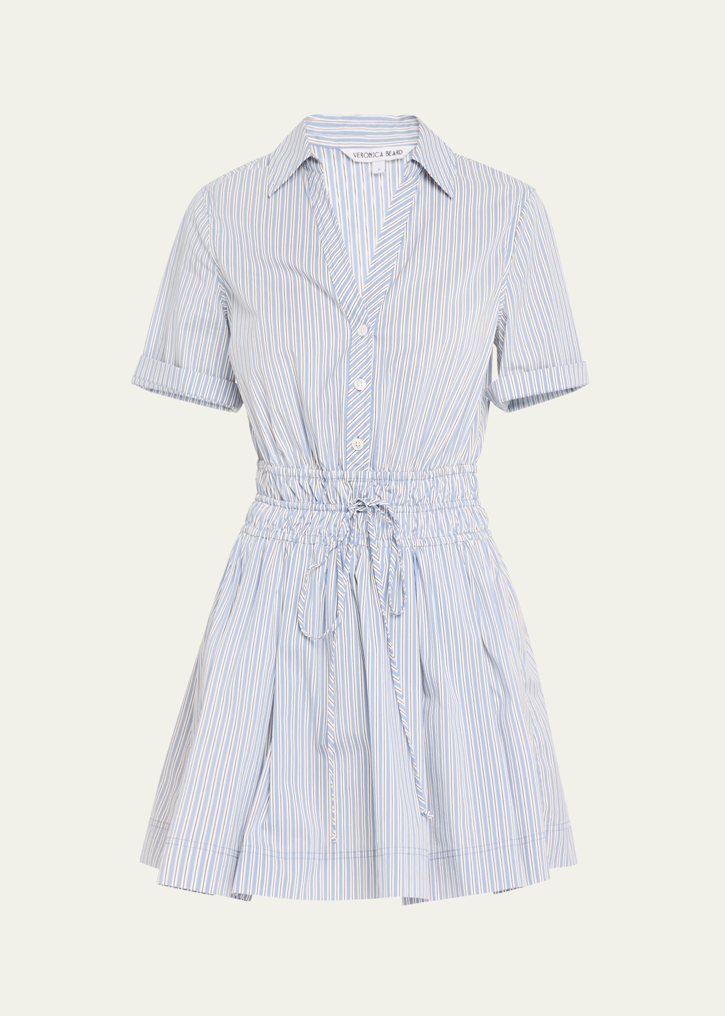 Susan Stripe Short-Sleeve Mini Dress - 1