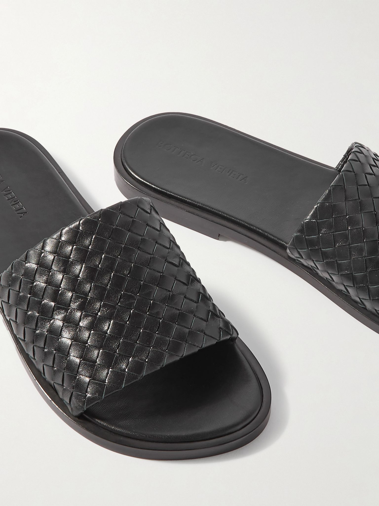 Intrecciato Leather Sandals Black - 5