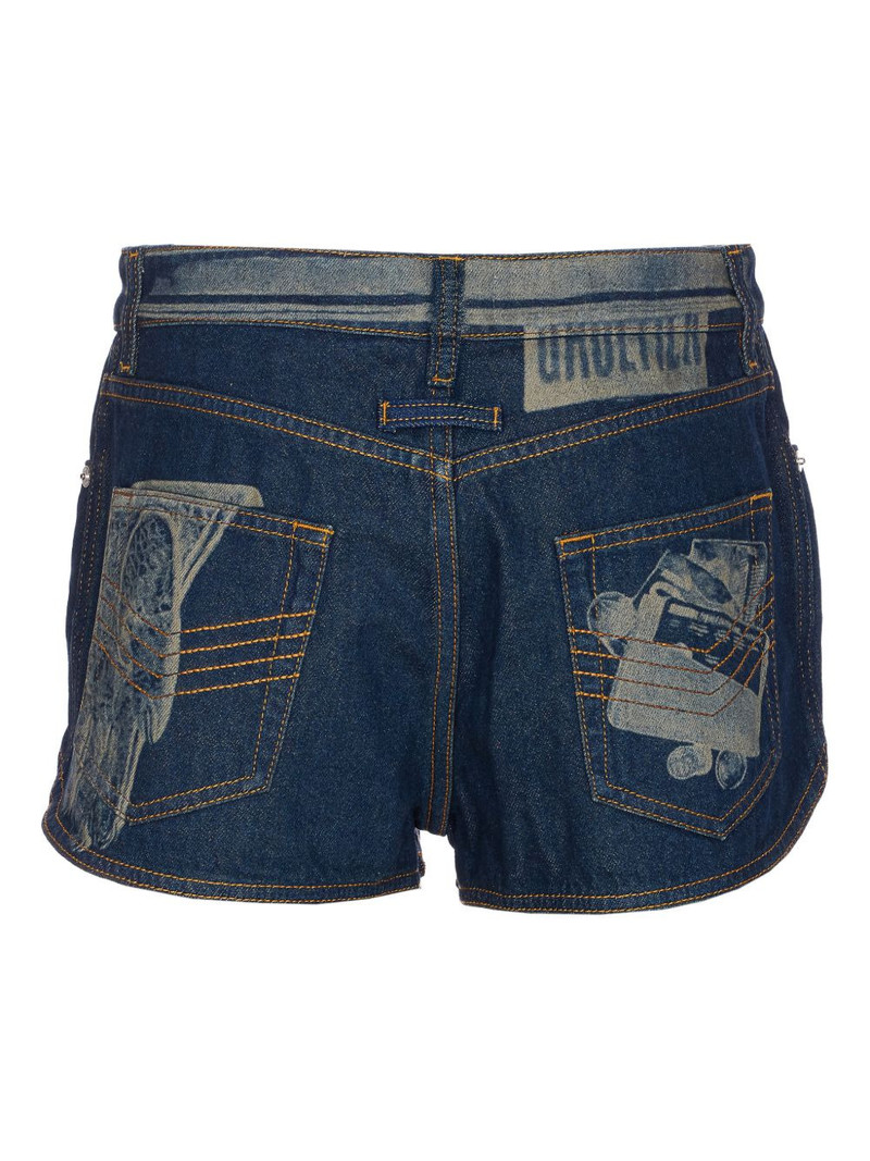 Jean Paul Gaultier denim printed mini shorts outlook