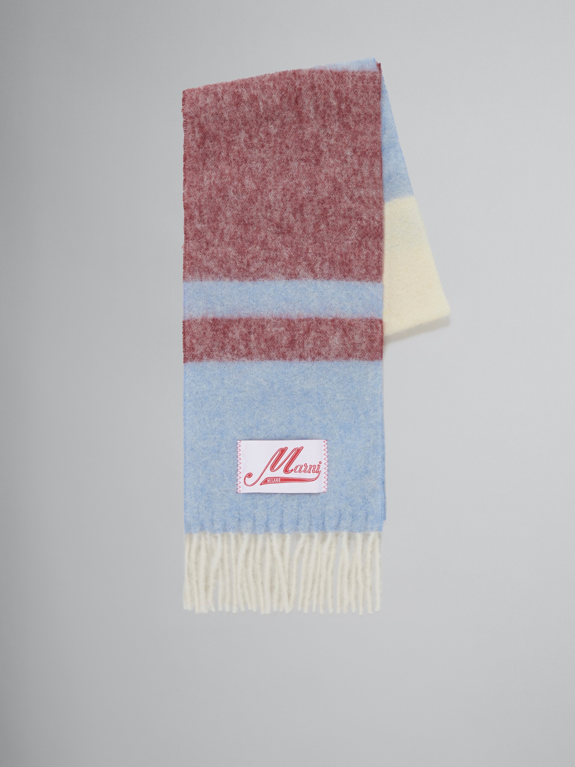 BLUE STRIPED MOHAIR SCARF - 1