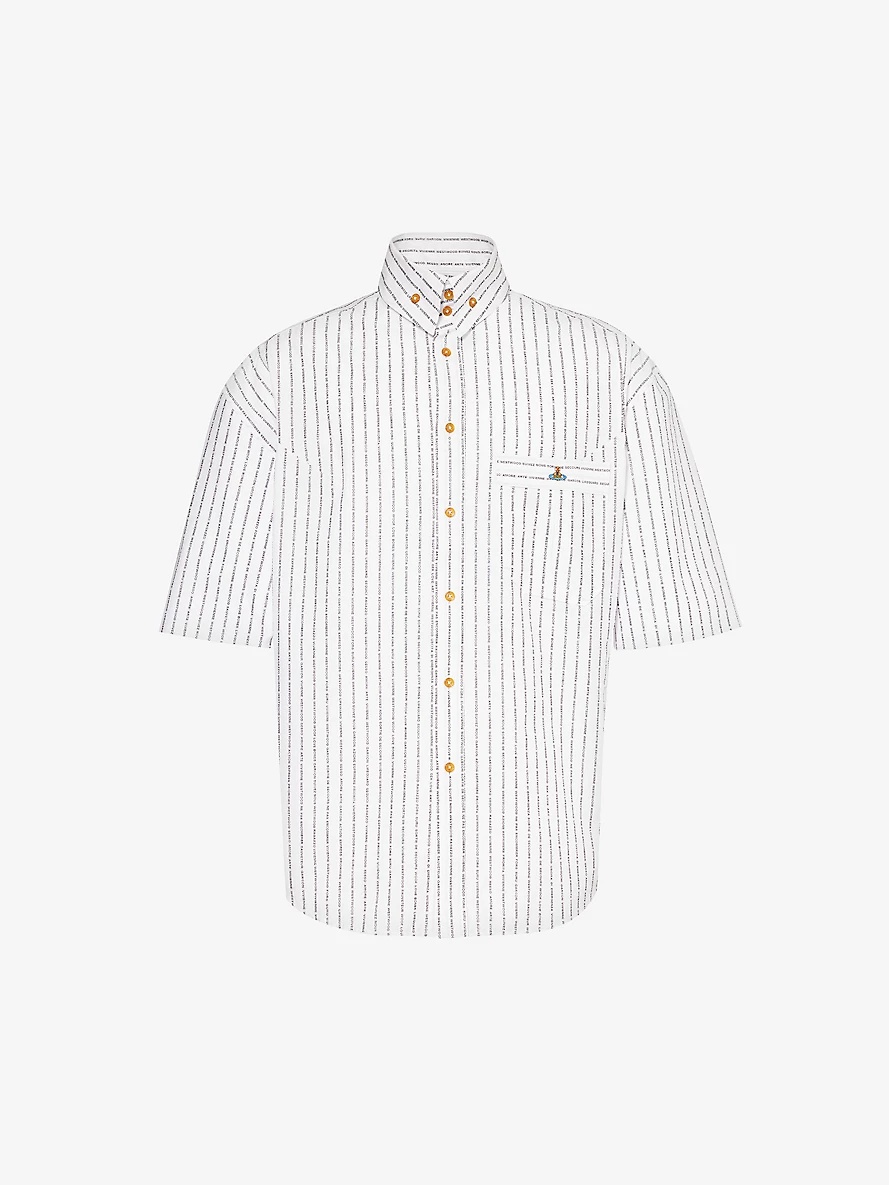 Krall logo-embroidered striped cotton shirt - 1