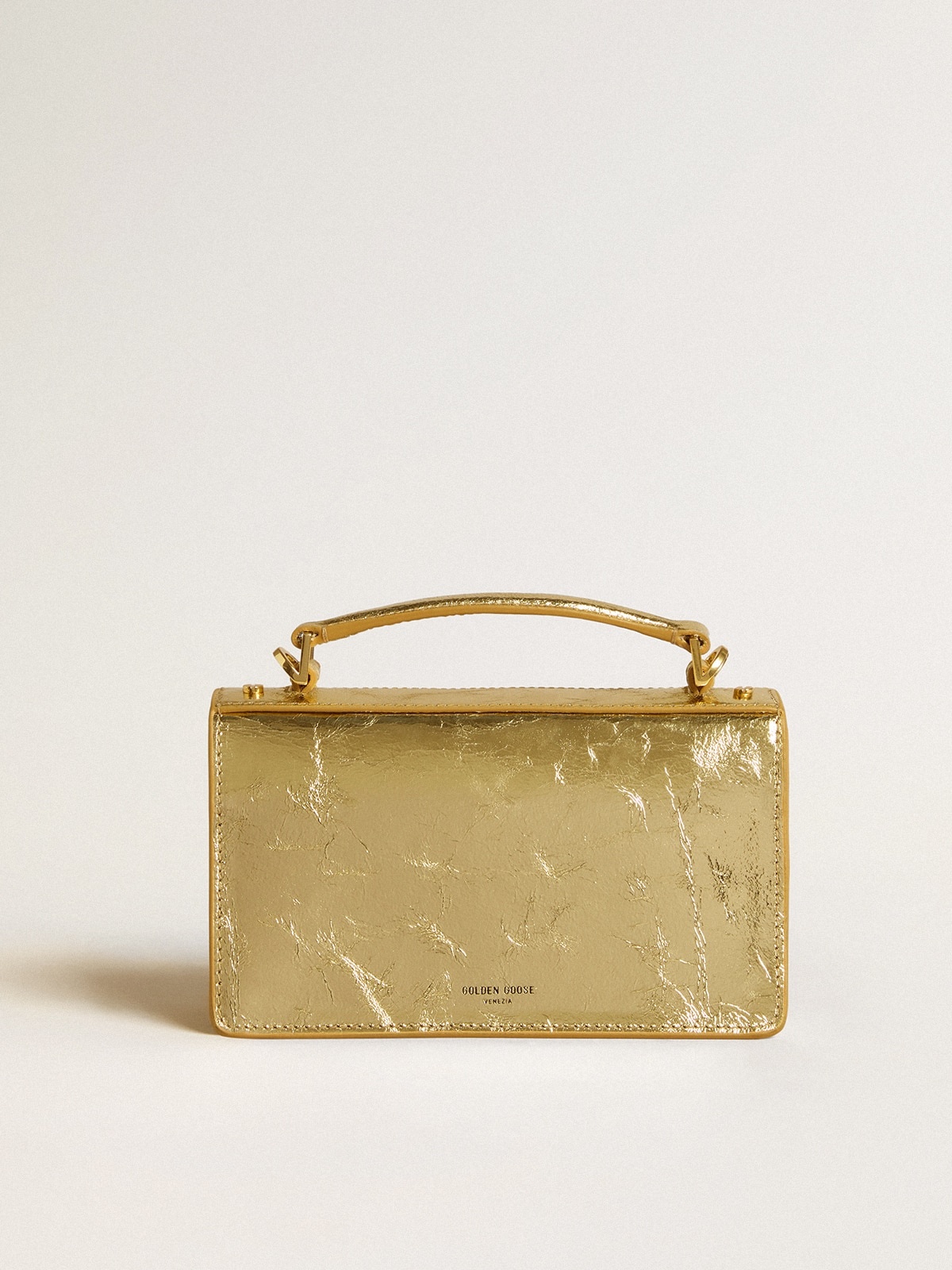 Small Venezia Bag in gold metallic leather with gold details - 4