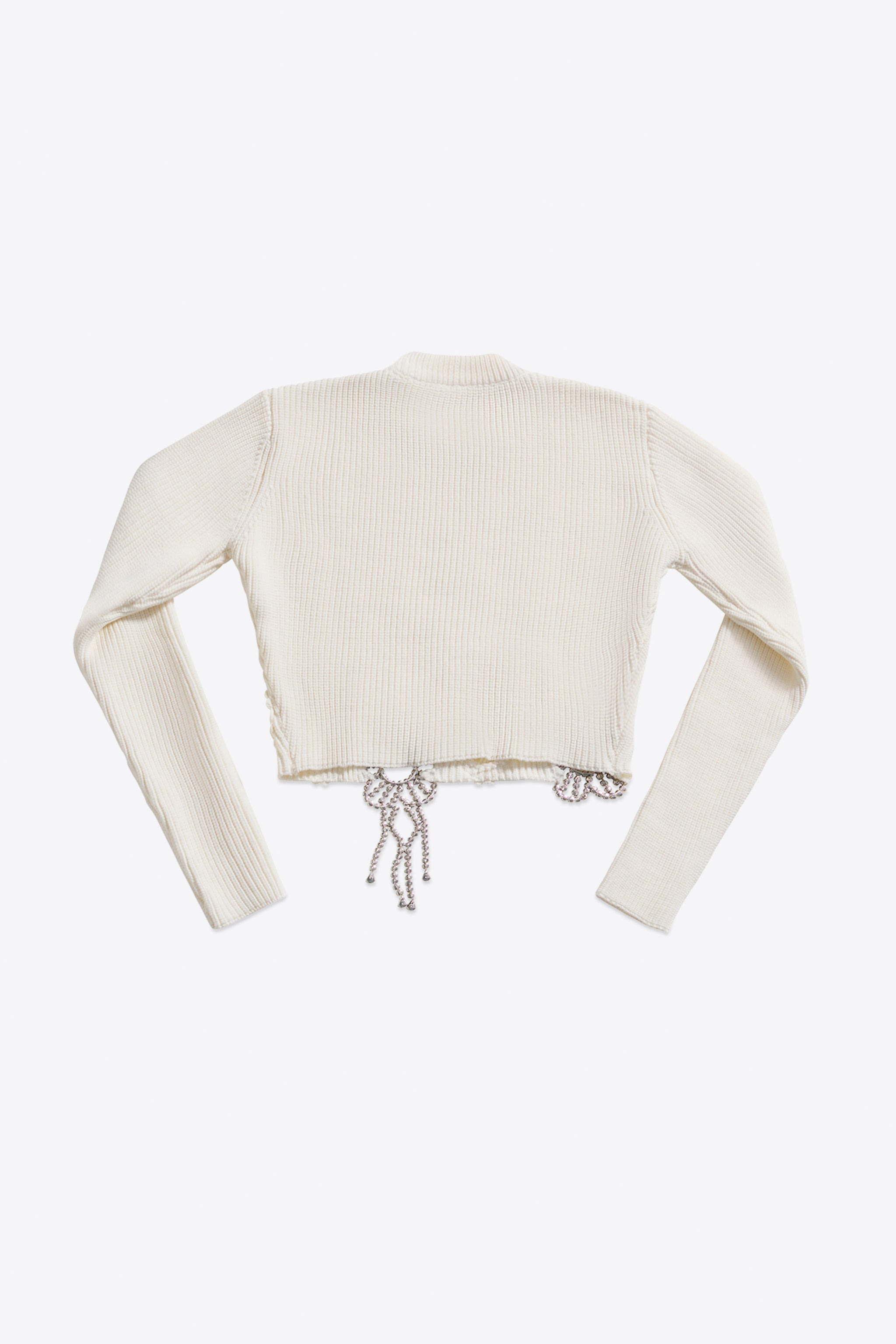 CRYSTAL CROCHET FLOWER CROPPED SWEATER - 2