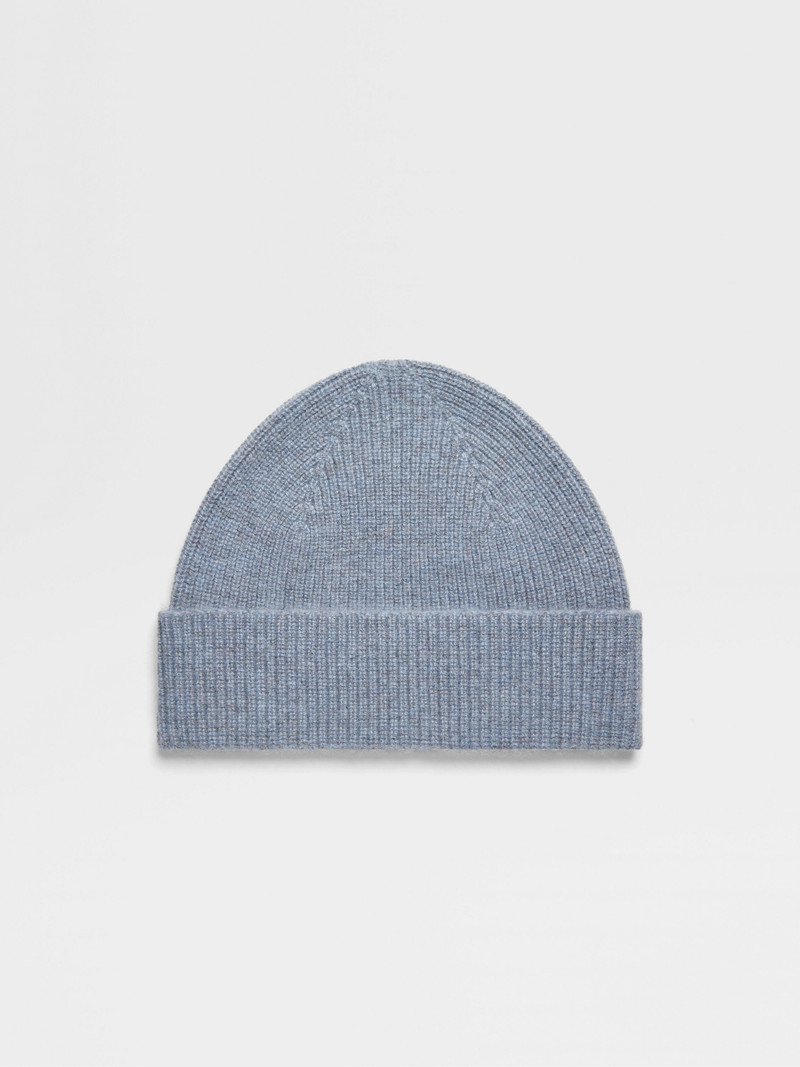 LIGHT BLUE MULTIMÉLANGE CASHMERE BEANIE 1