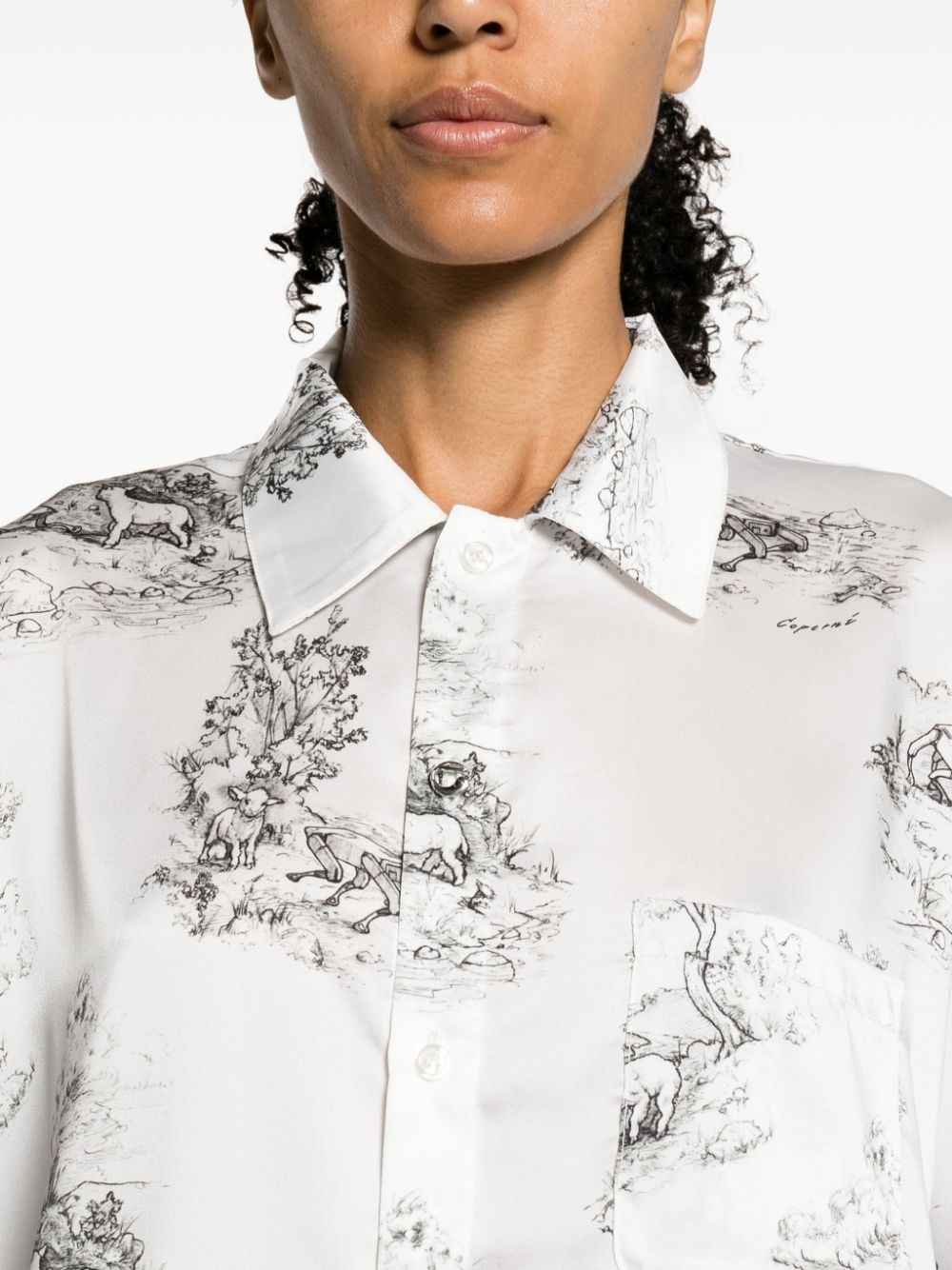 Toile de Jouy-print satin shirt - 5