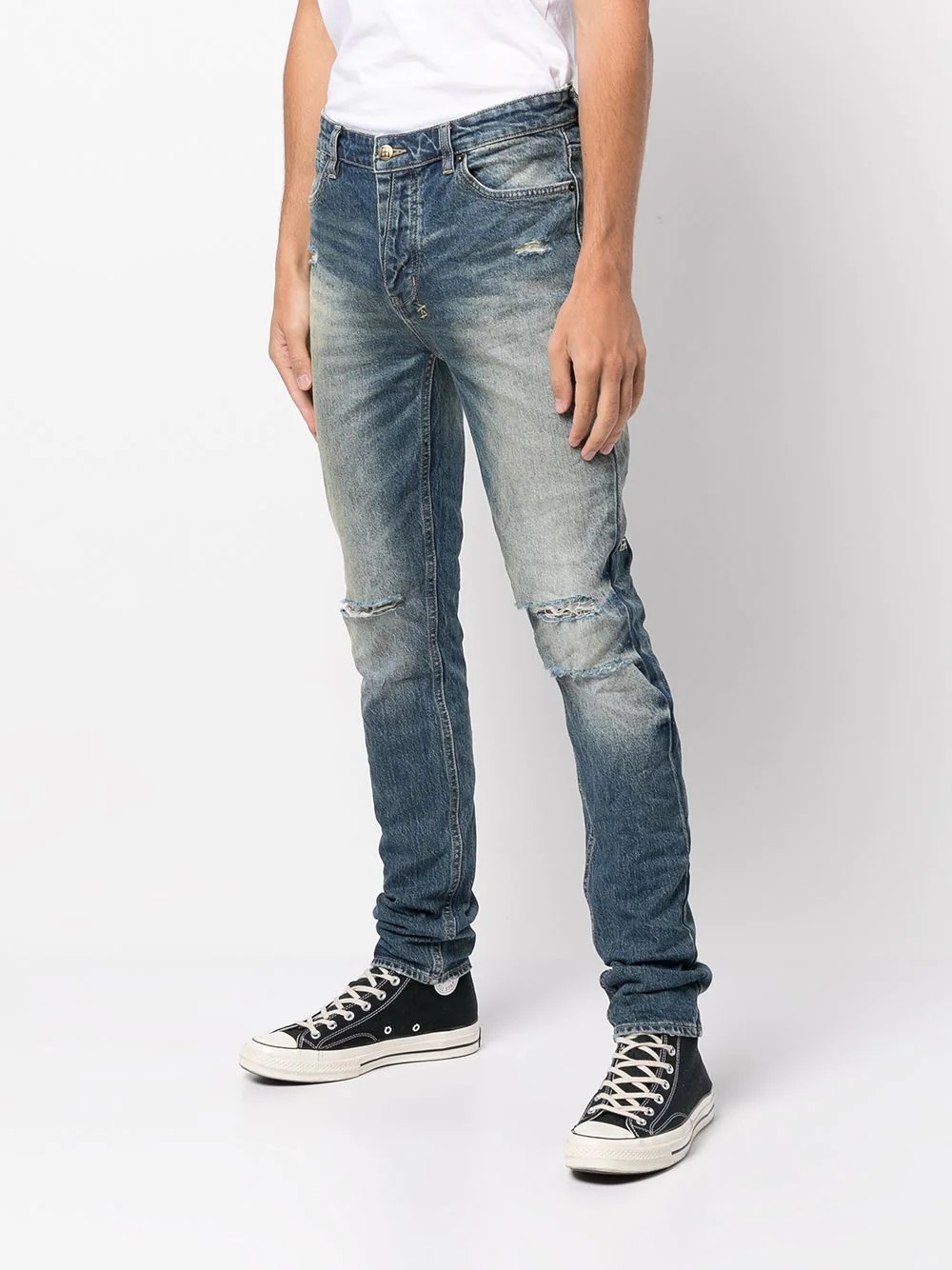 distressed skinny-cut jeans - 3