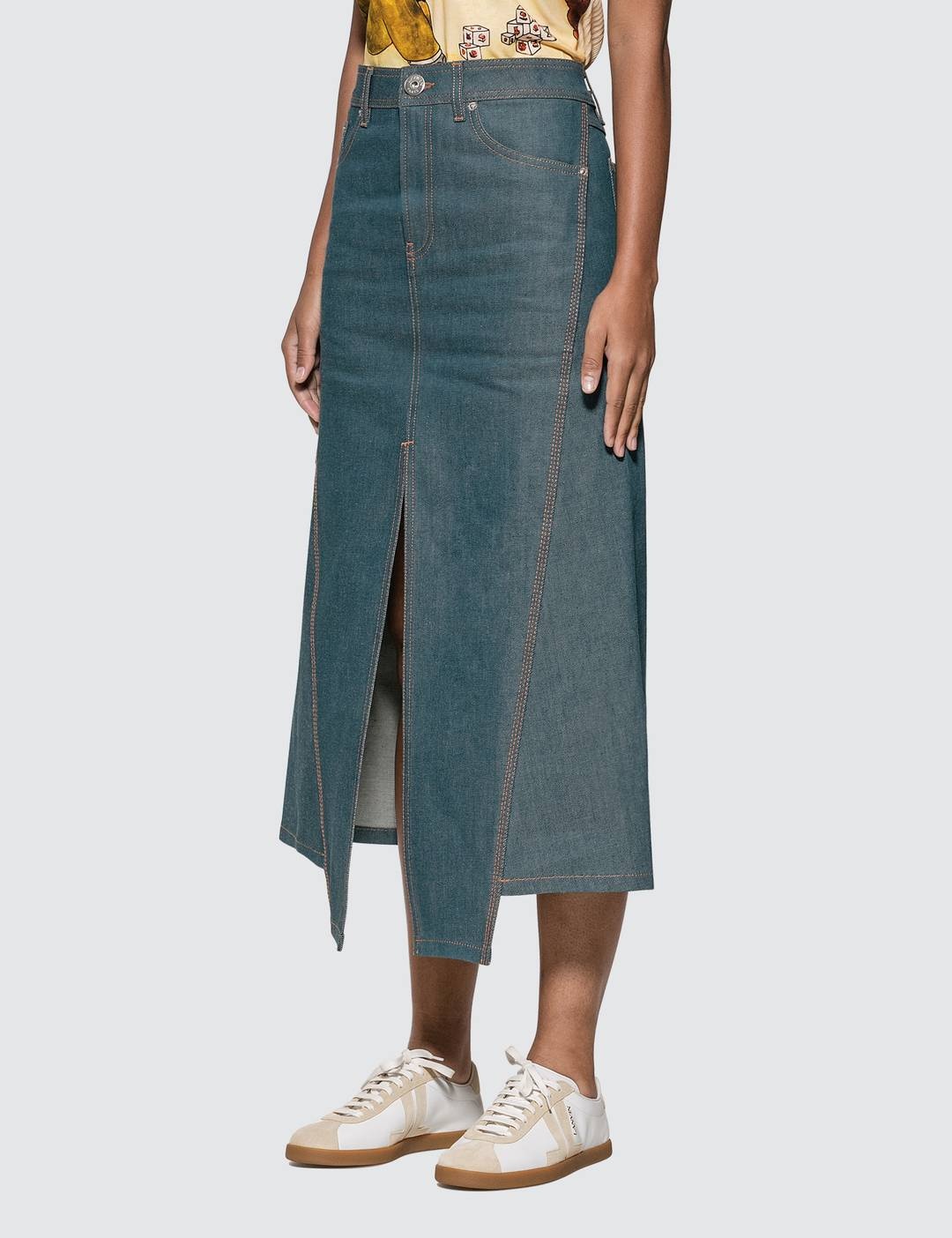 Slit Midi Denim Skirt - 2