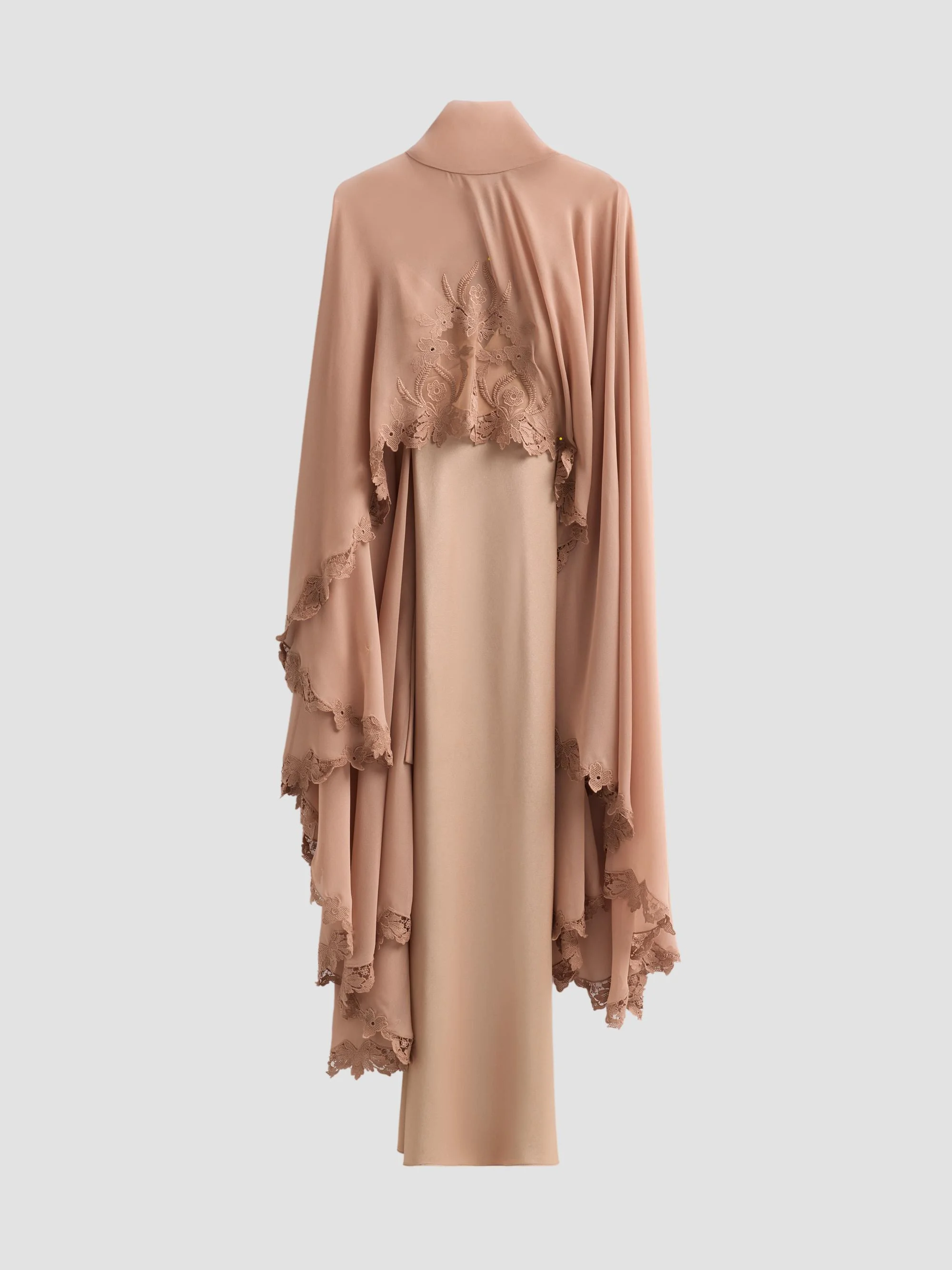 Women's Carmen Satin A-Line Cape Maxi Dress - Toffee - 1