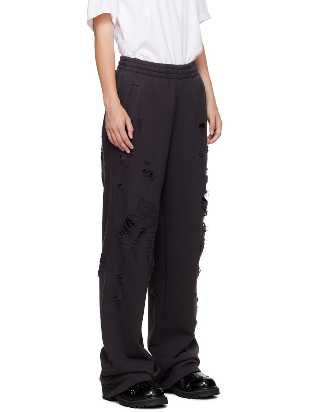 Black Distressed Sweatpants - 2