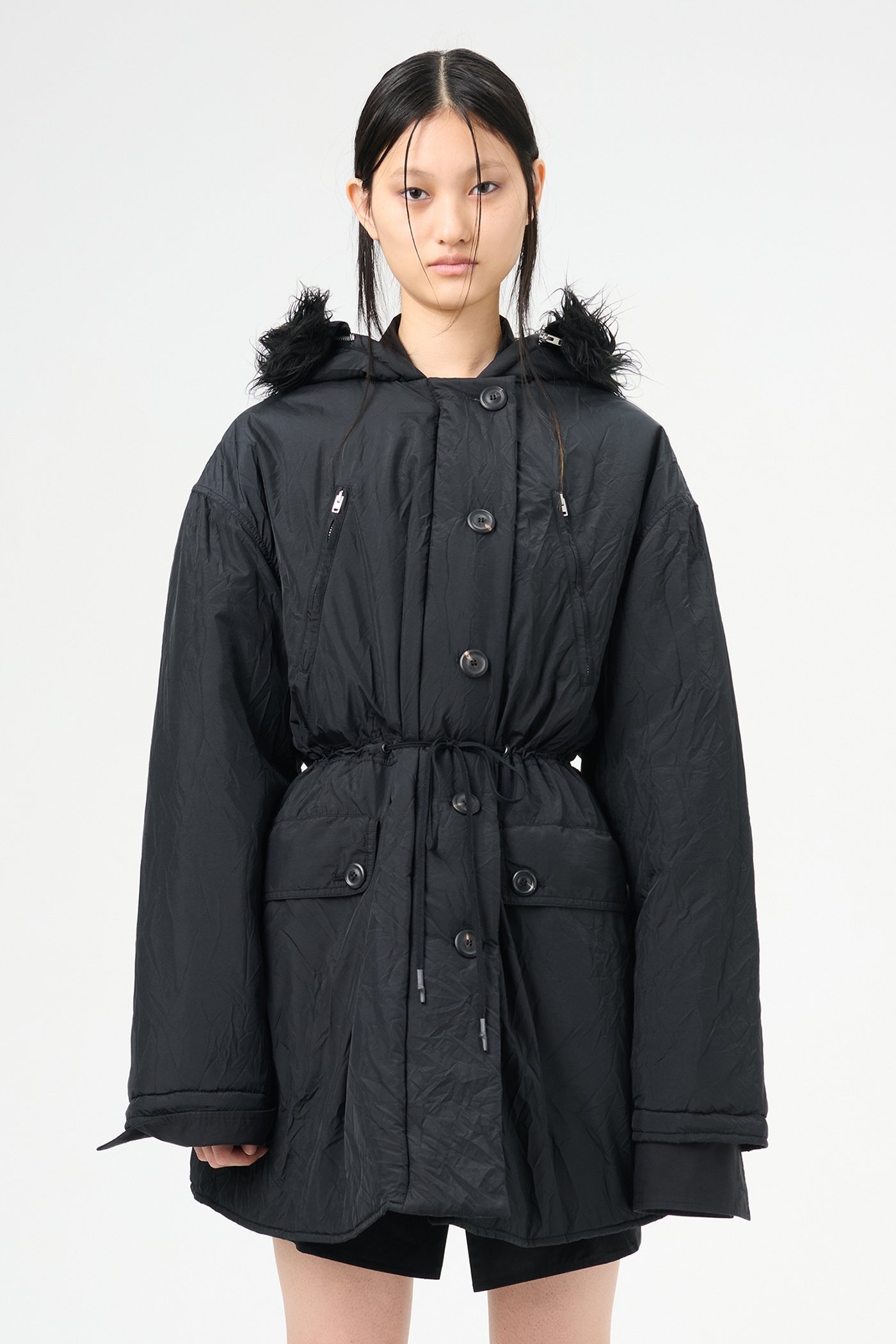 Subtle Parka Shining Black Crinkle Solaro - 2