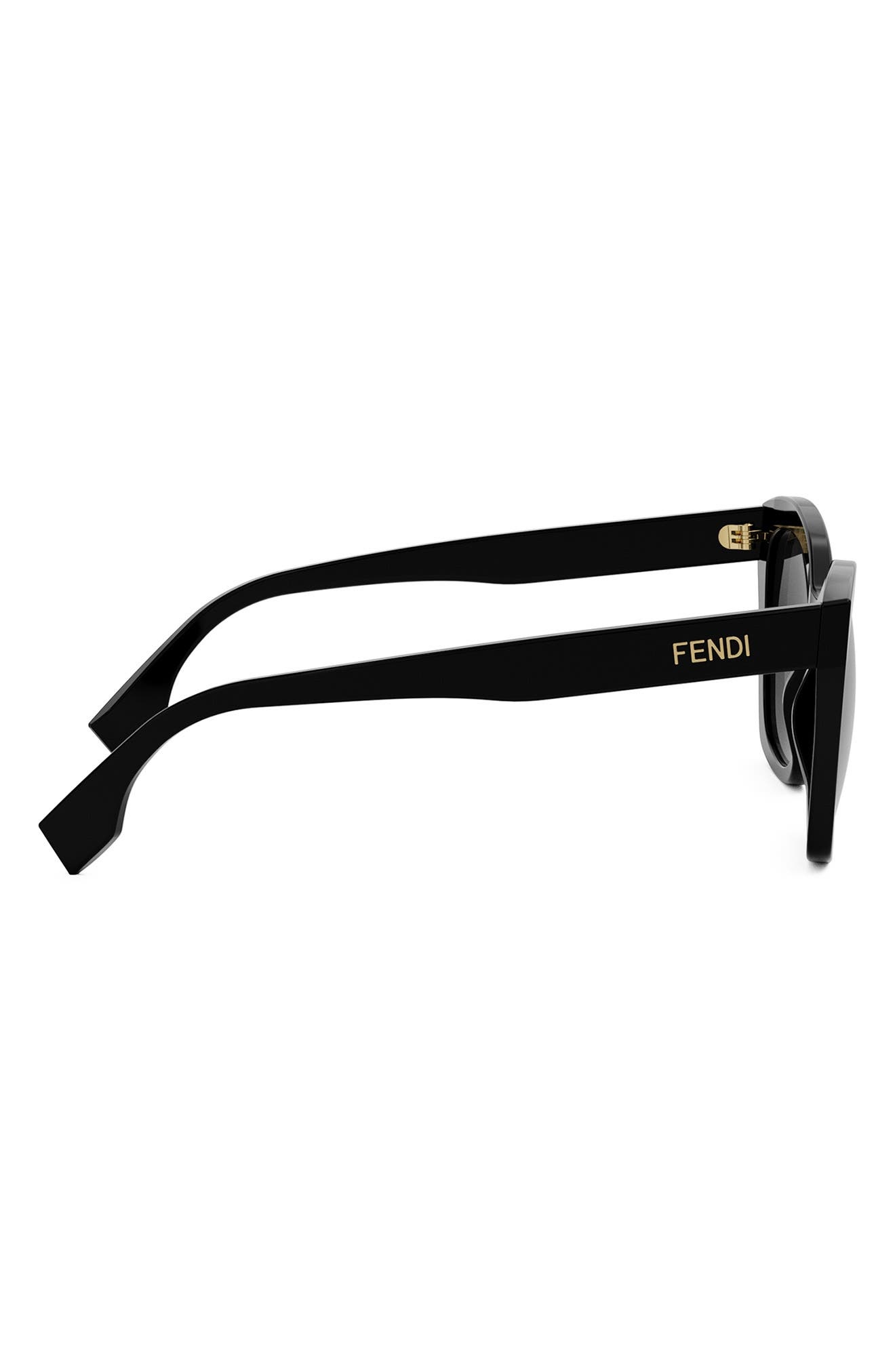 'Fendi Lettering 55mm Gradient Square Sunglasses in Shiny Black /Gradient Smoke at Nordstrom - 7