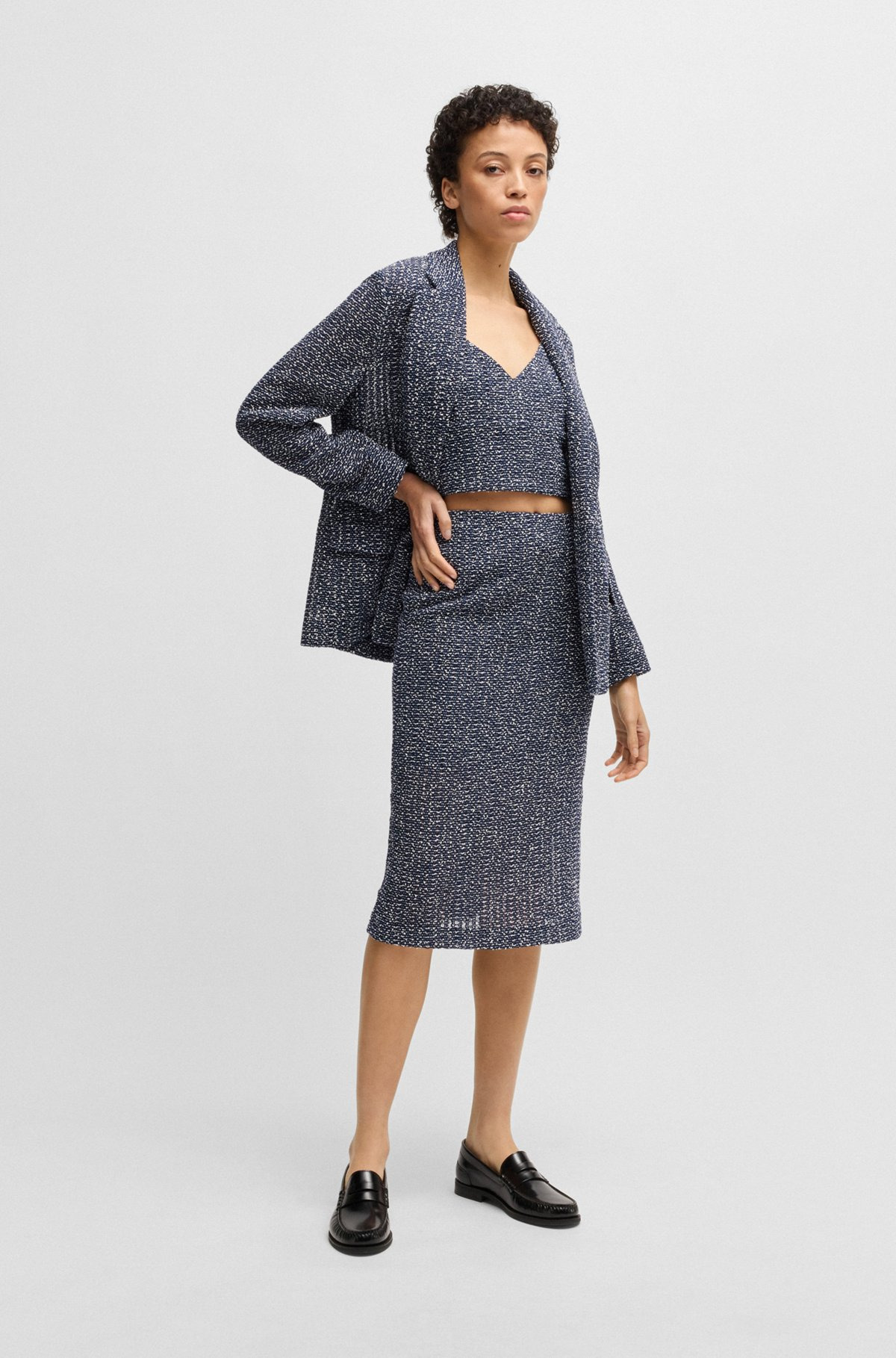 TAILORED TOP IN TWO-TONE CROCHET TWEED - 3