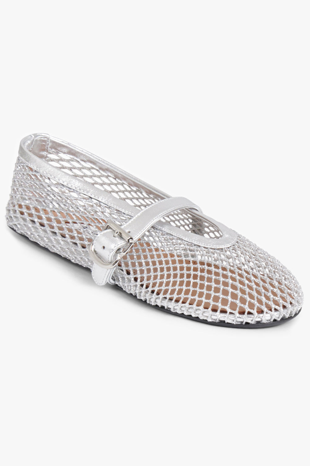 FISHNET MESH BALLET FLAT | SILVER - 1