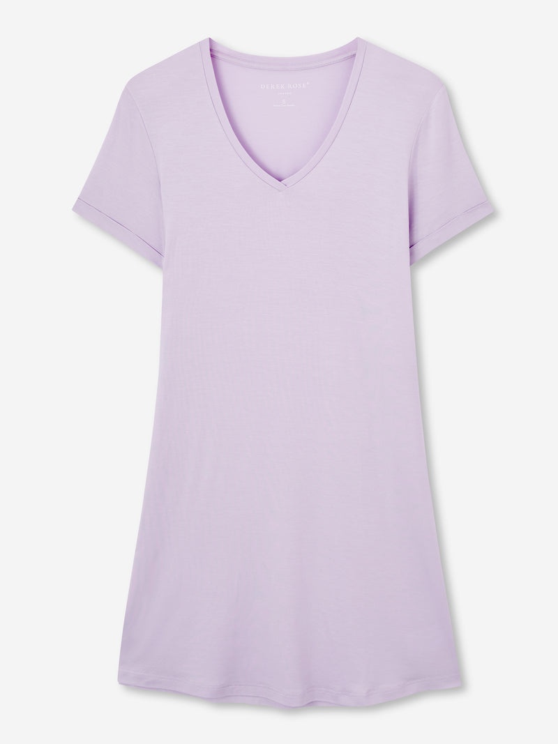 Women's V-Neck Sleep T-Shirt Lara Micro Modal Stretch Lilac - 1