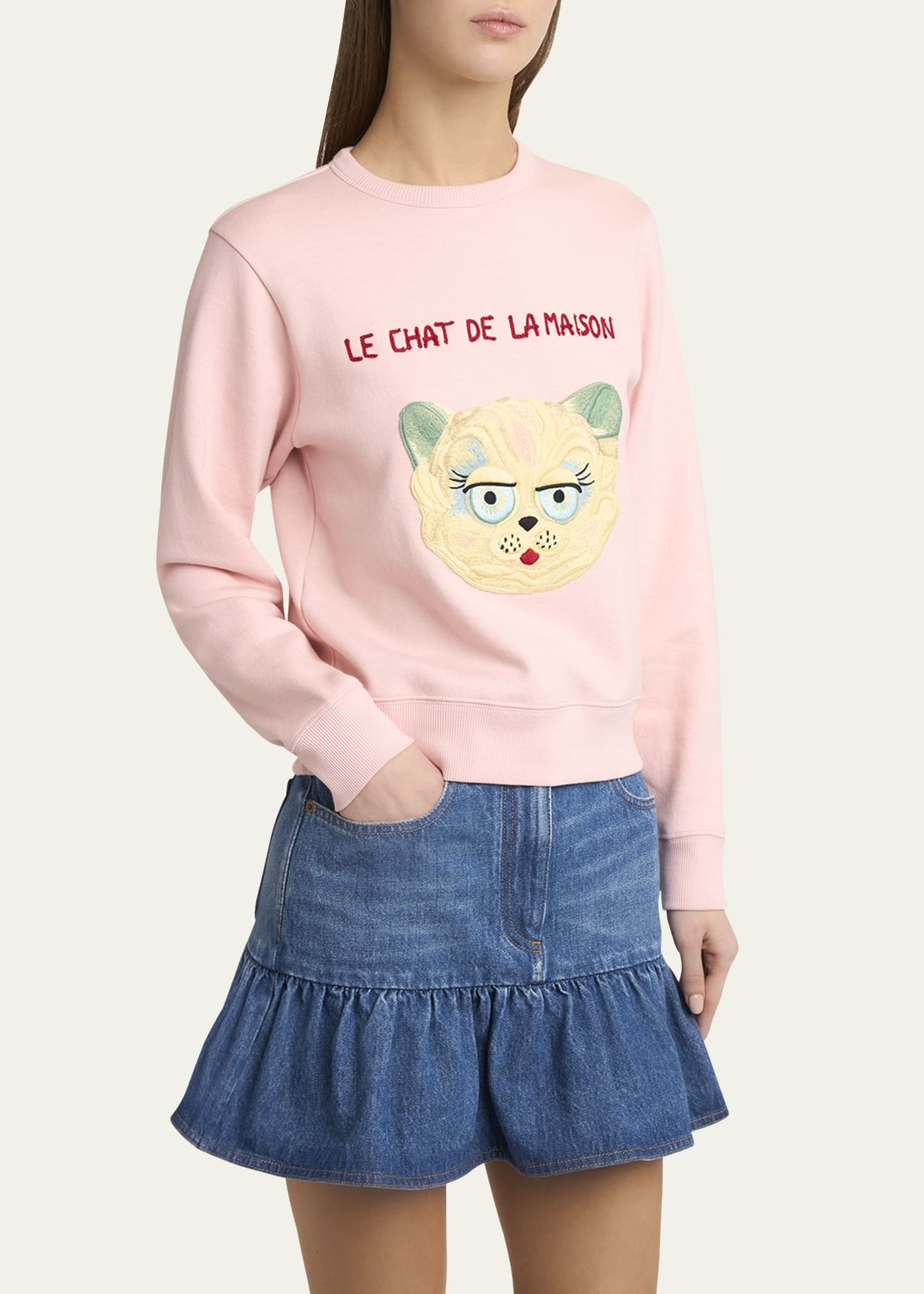 Cat-Embroidered Cotton Jersey Sweatshirt - 4