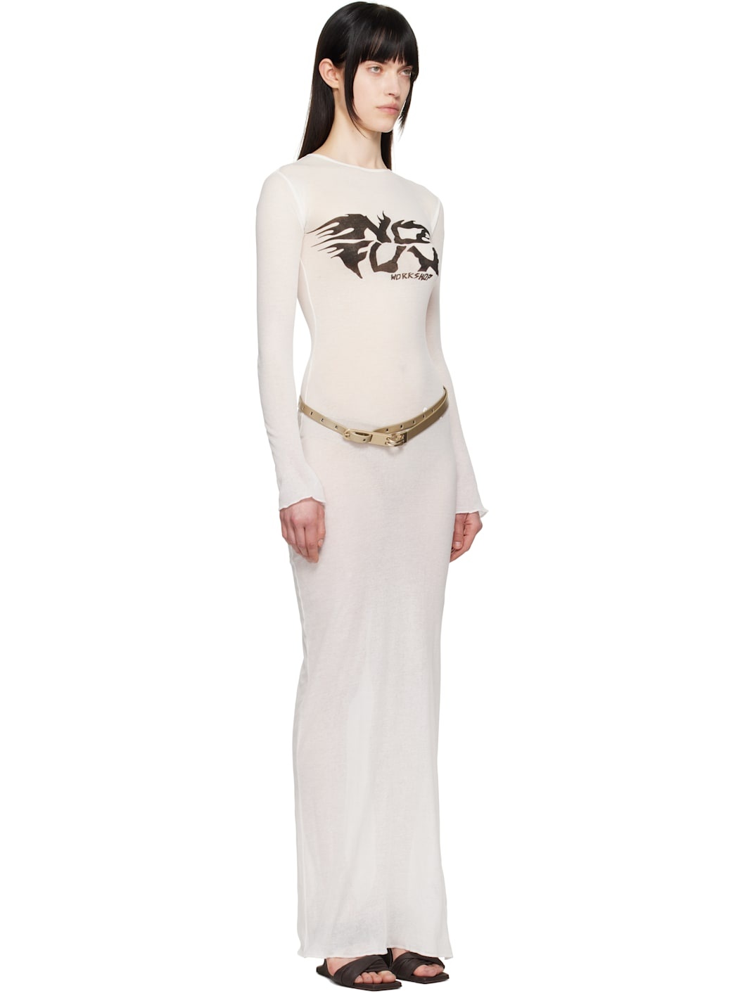 White Black Sun Fine Rib Maxi Dress - 2