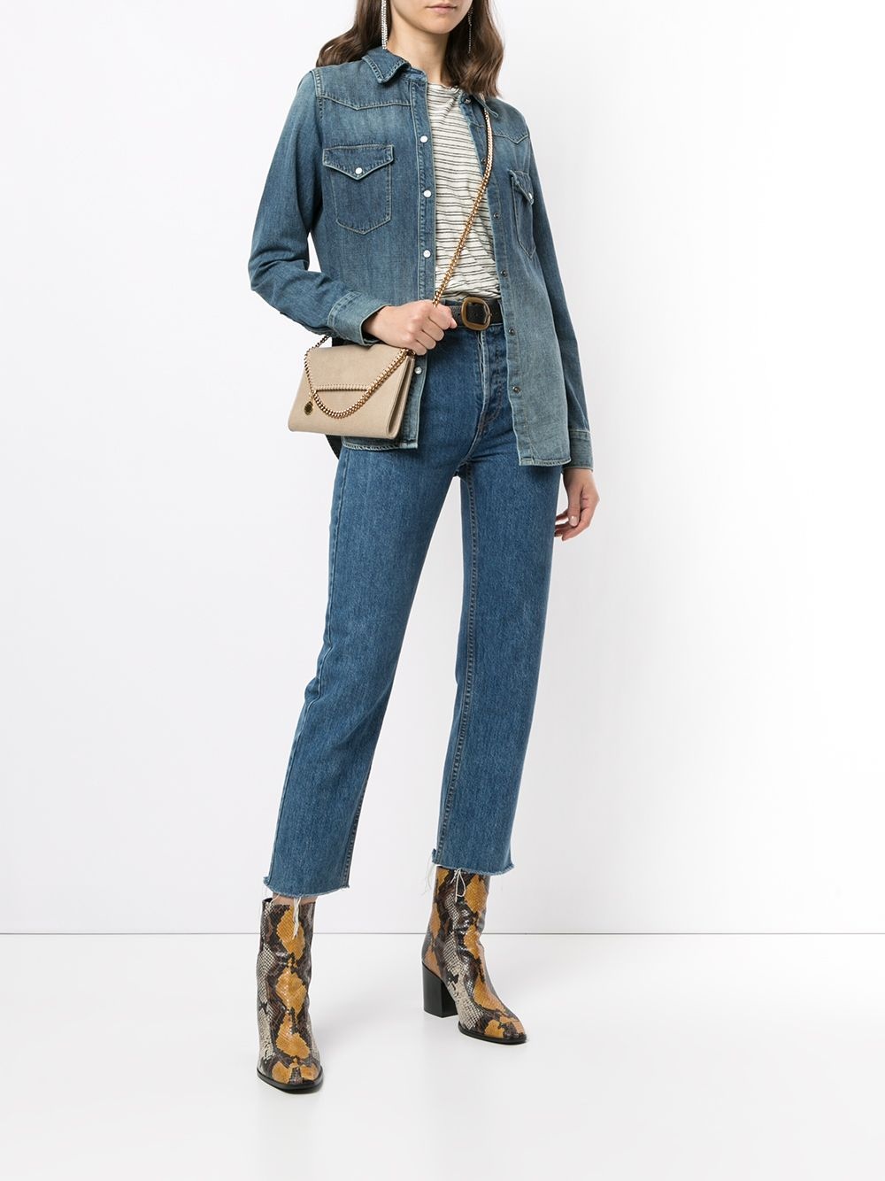 classic-collar denim shirt - 2