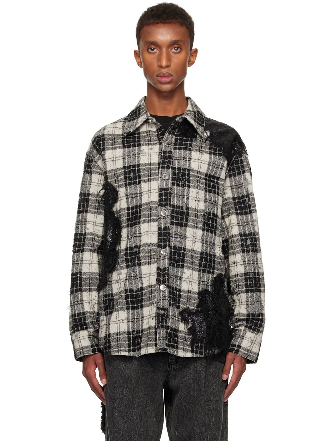 Black & White Check Shirt Jacket - 1