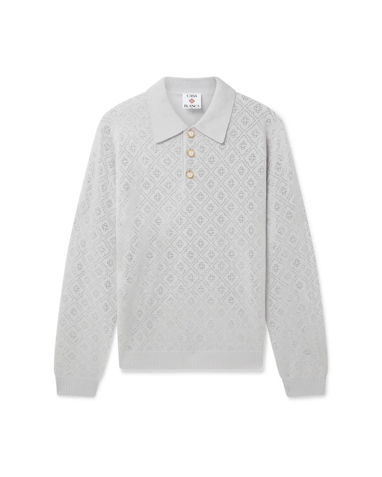 Crystal Monogram Knit Polo Shirt | Casablanca Paris - 1