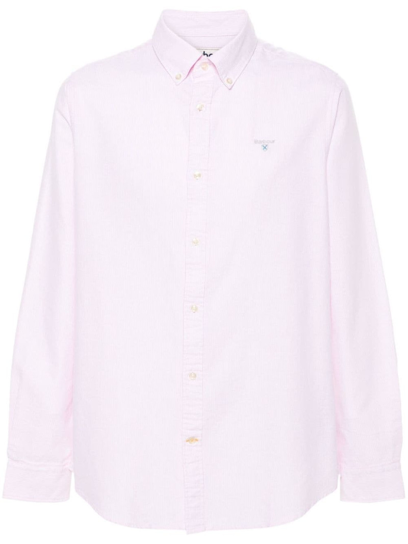 logo-embroidered striped shirt 1