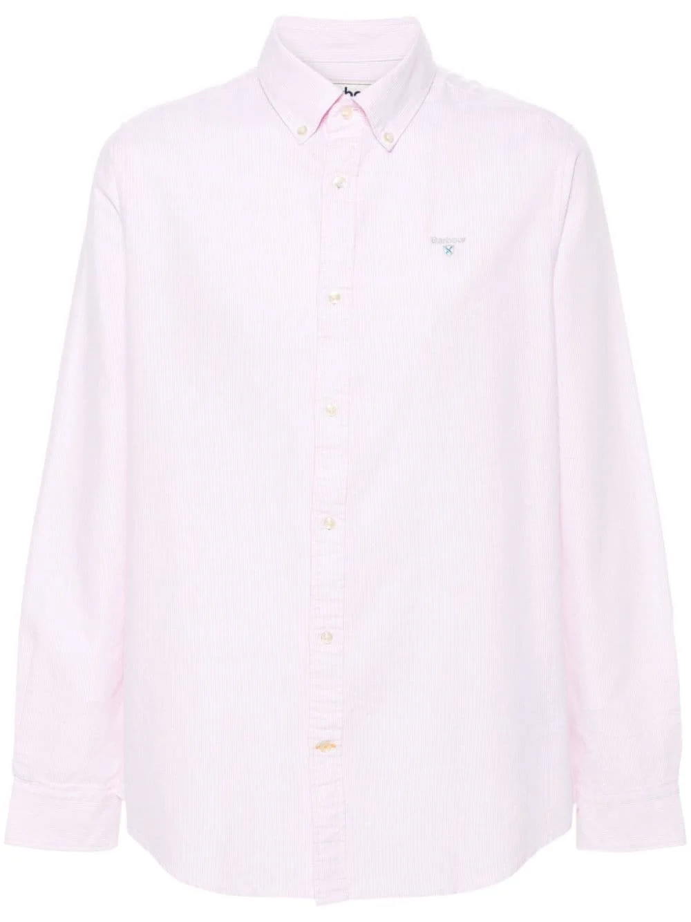 logo-embroidered striped shirt - 1