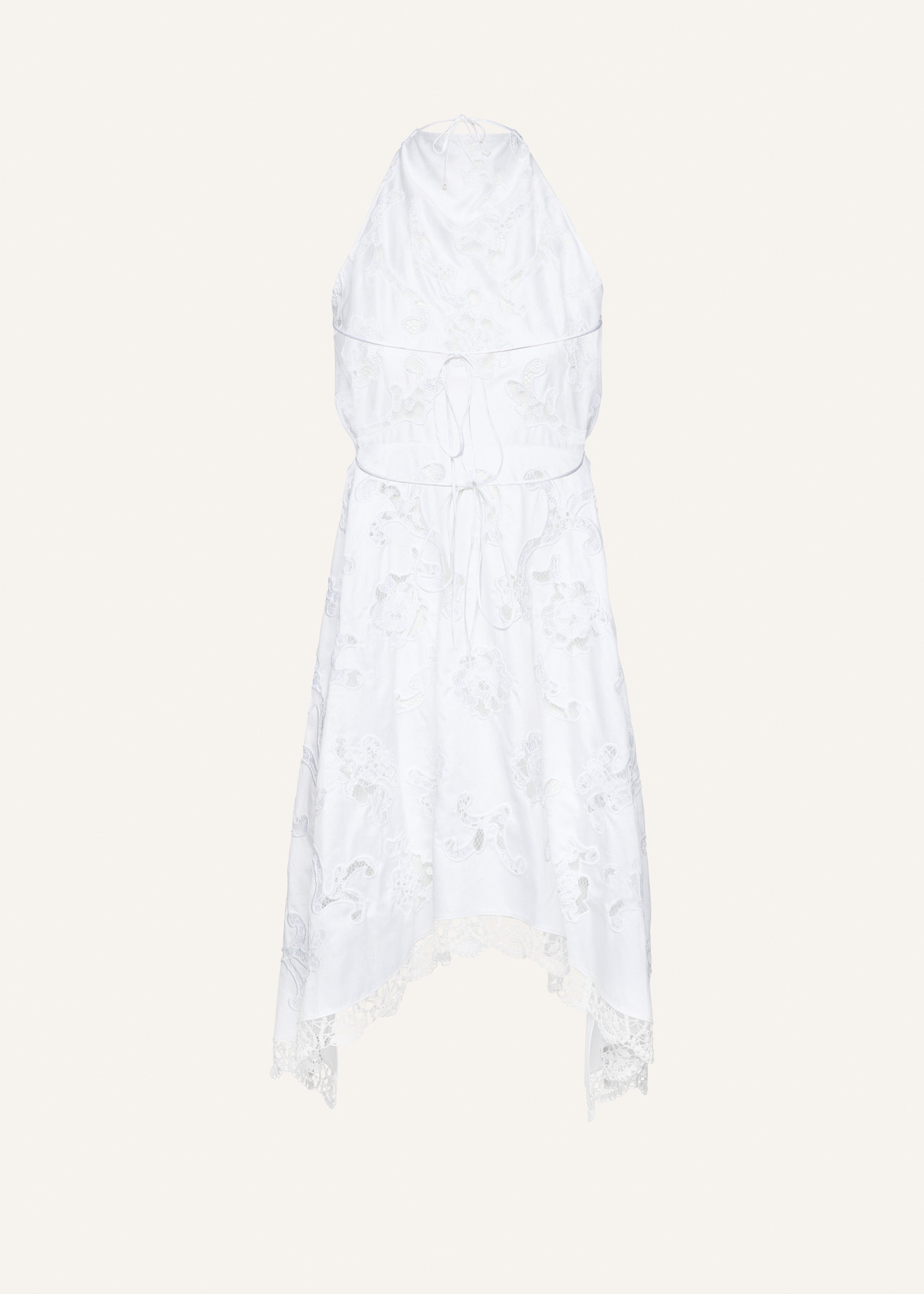 Lace poplin apron in white - 2
