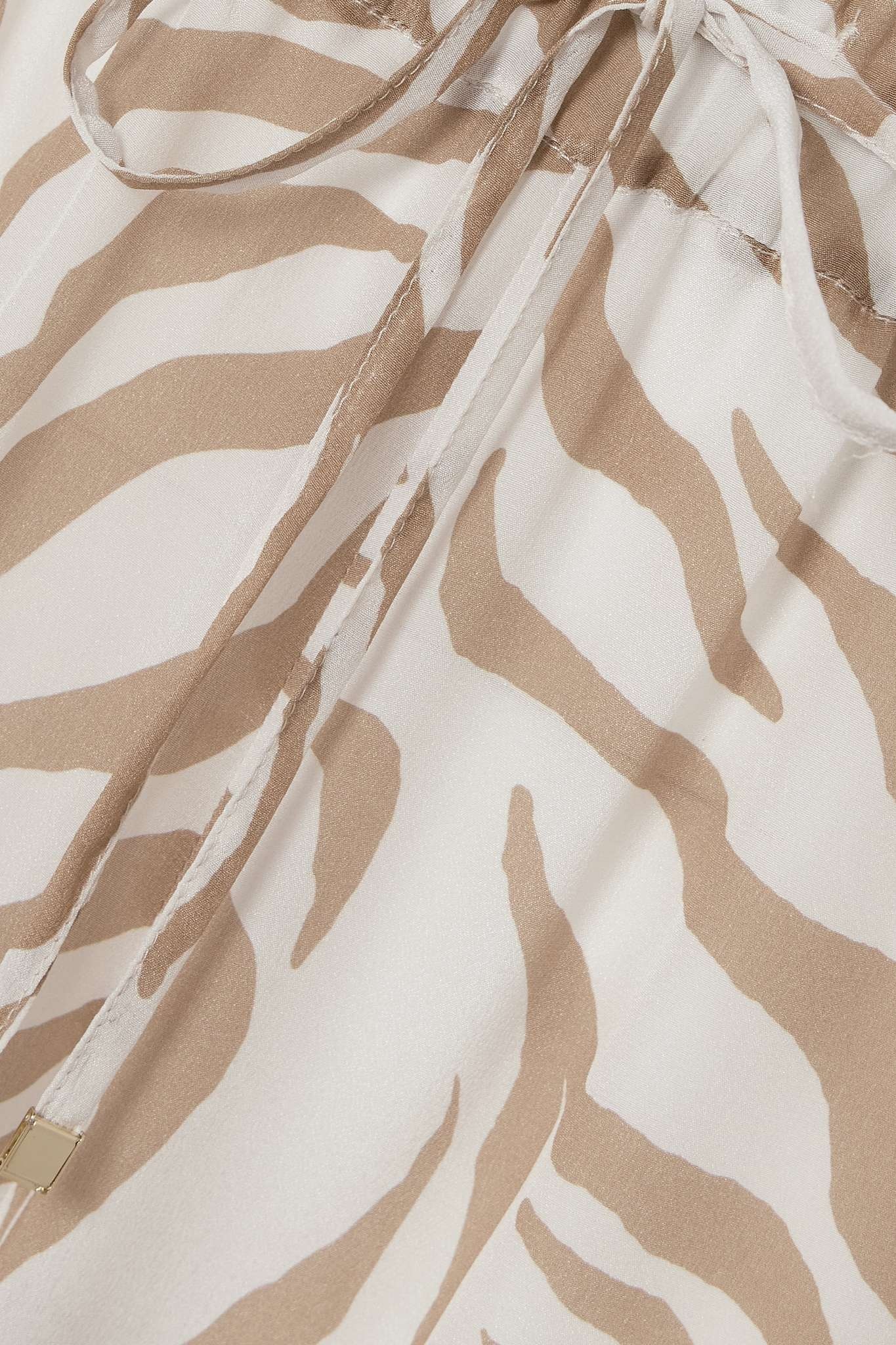 Flavia zebra-print silk-crepe wide-leg pants - 4