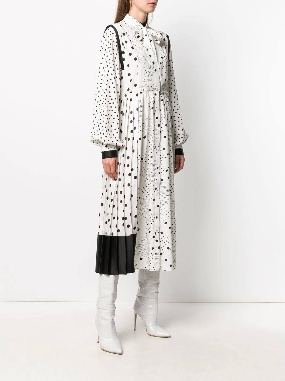 long-sleeve polka dot dress - 3