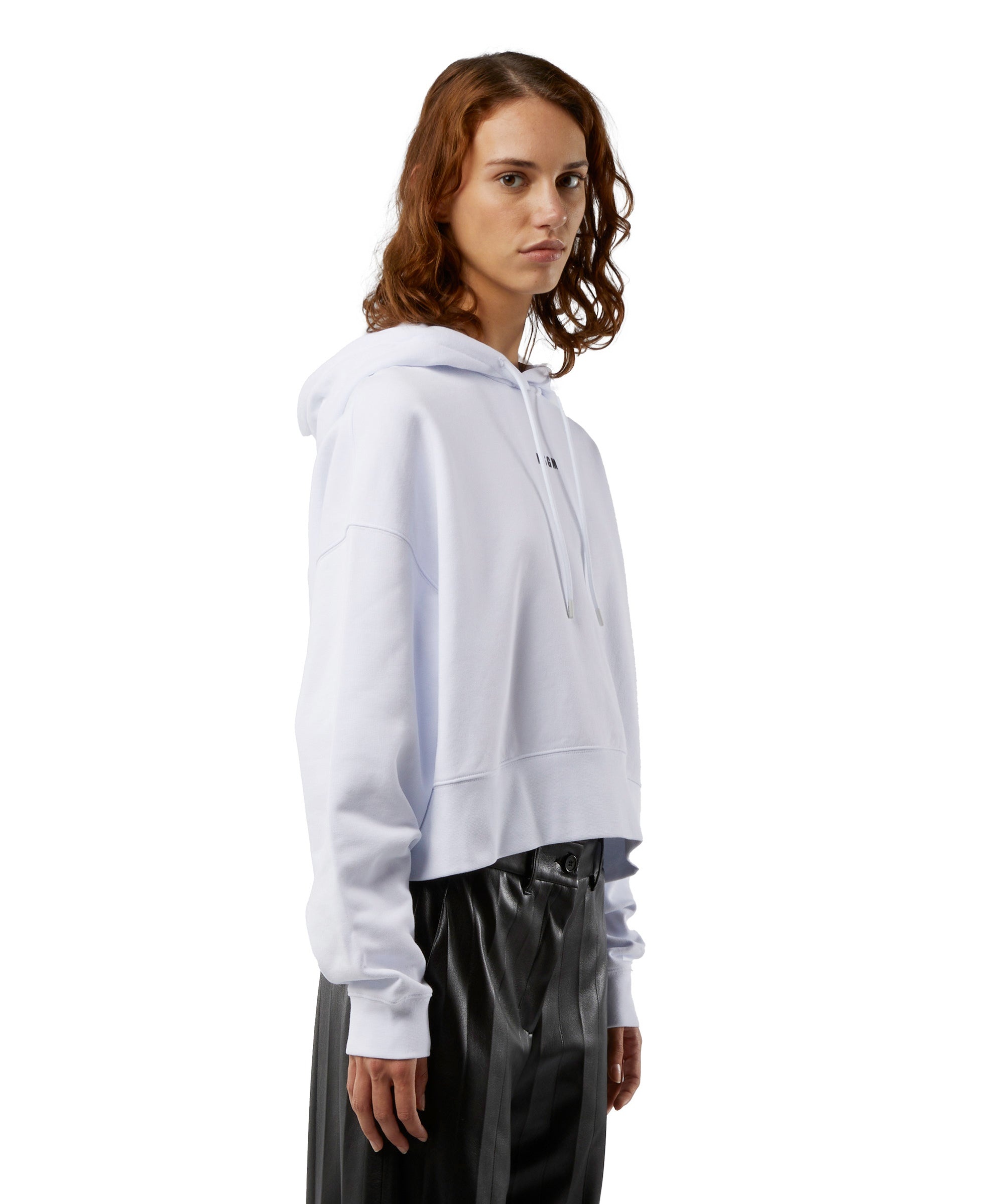 Cotton sweatshirt with hood and micro logo - 4