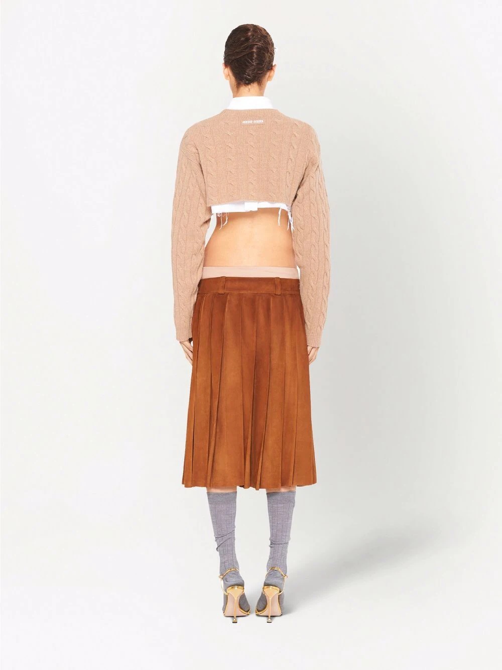 cable knit cropped cashmere jumper - 4