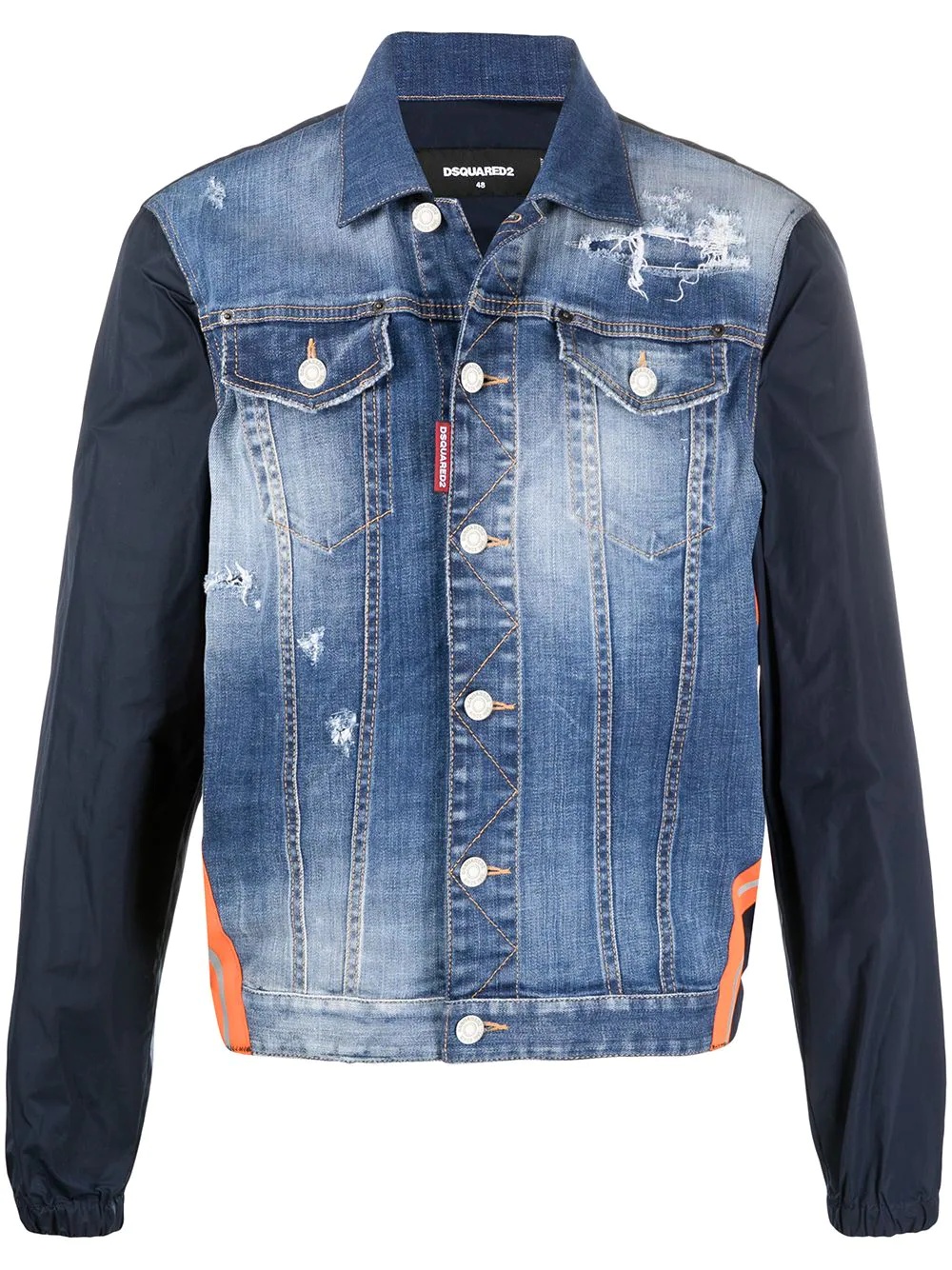 contrast-sleeve denim jacket - 1