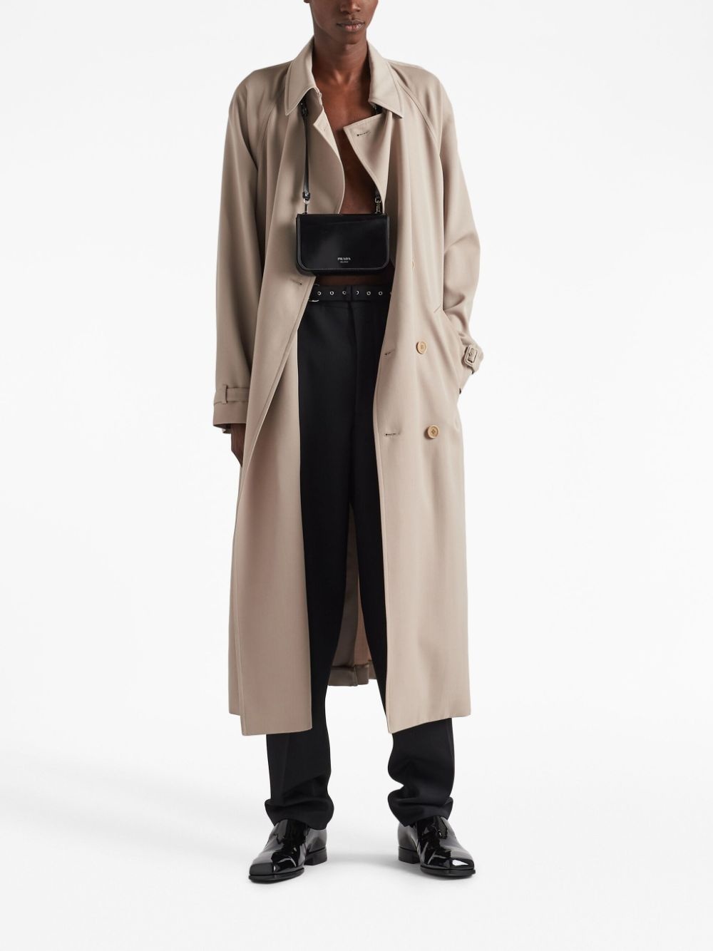 double-breasted wool trench coat - 2