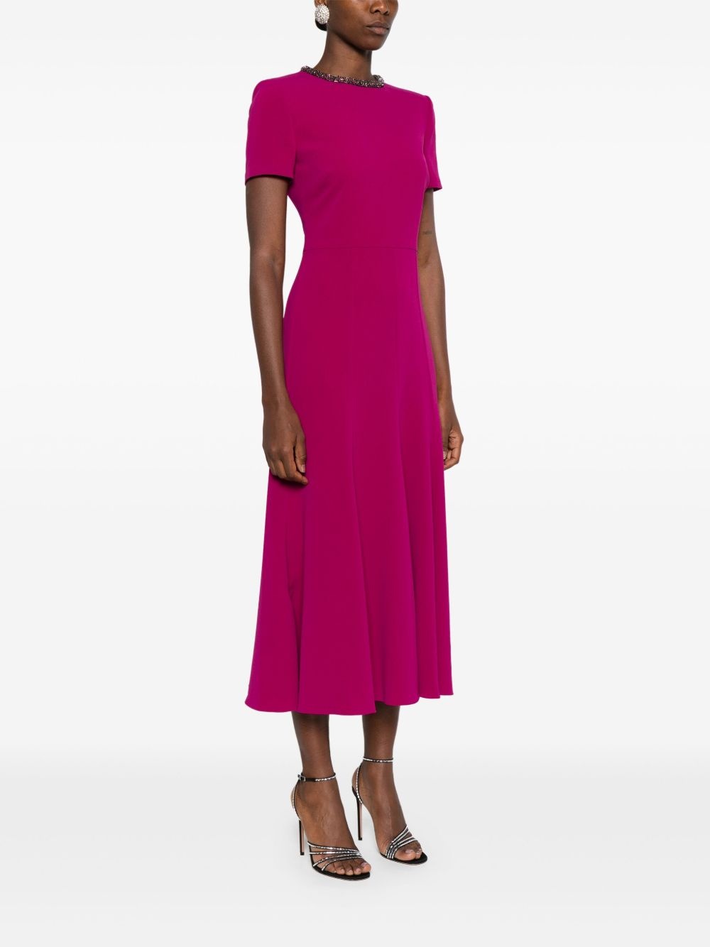 collar-embellished midi dress - 3