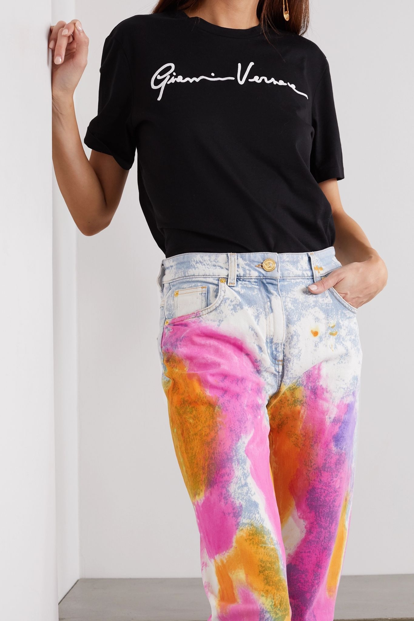 Tie-dyed high-rise straight-leg jeans - 3