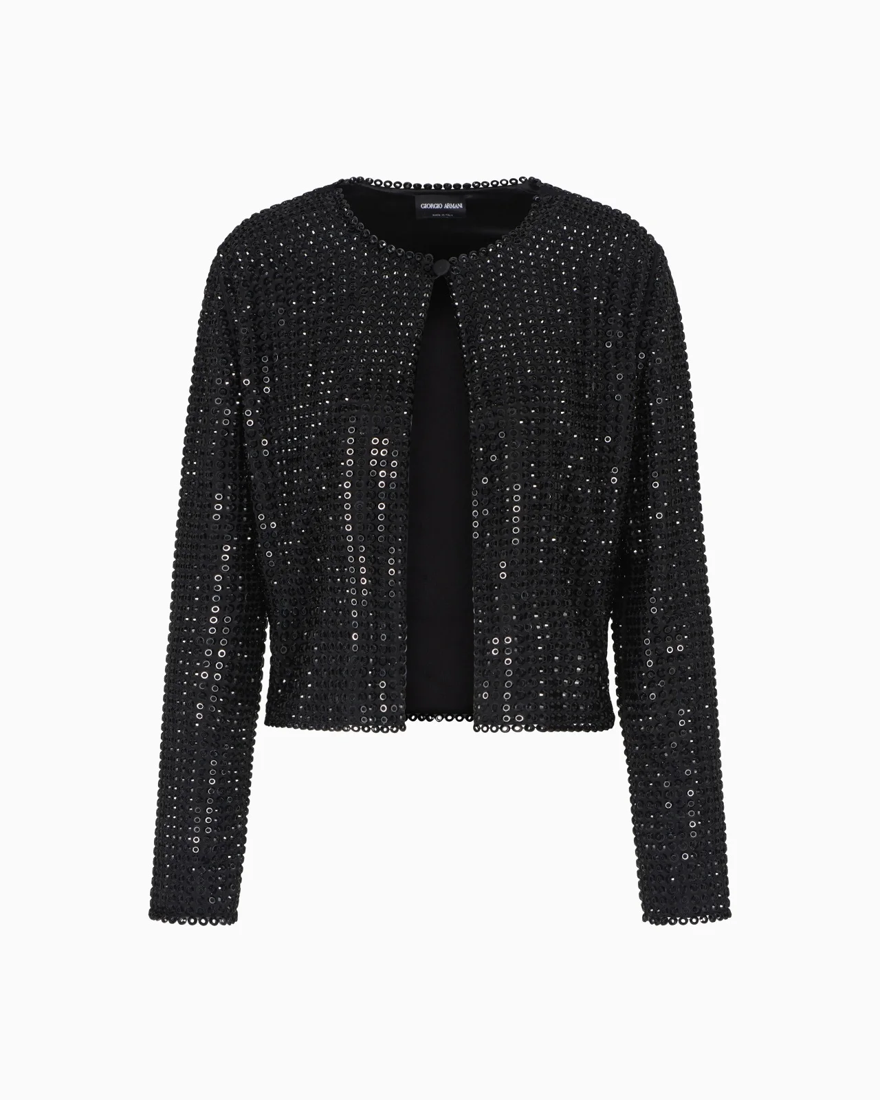 CREW-NECK SILK SATIN SHIRT WITH ALL-OVER EMBROIDERY - 1