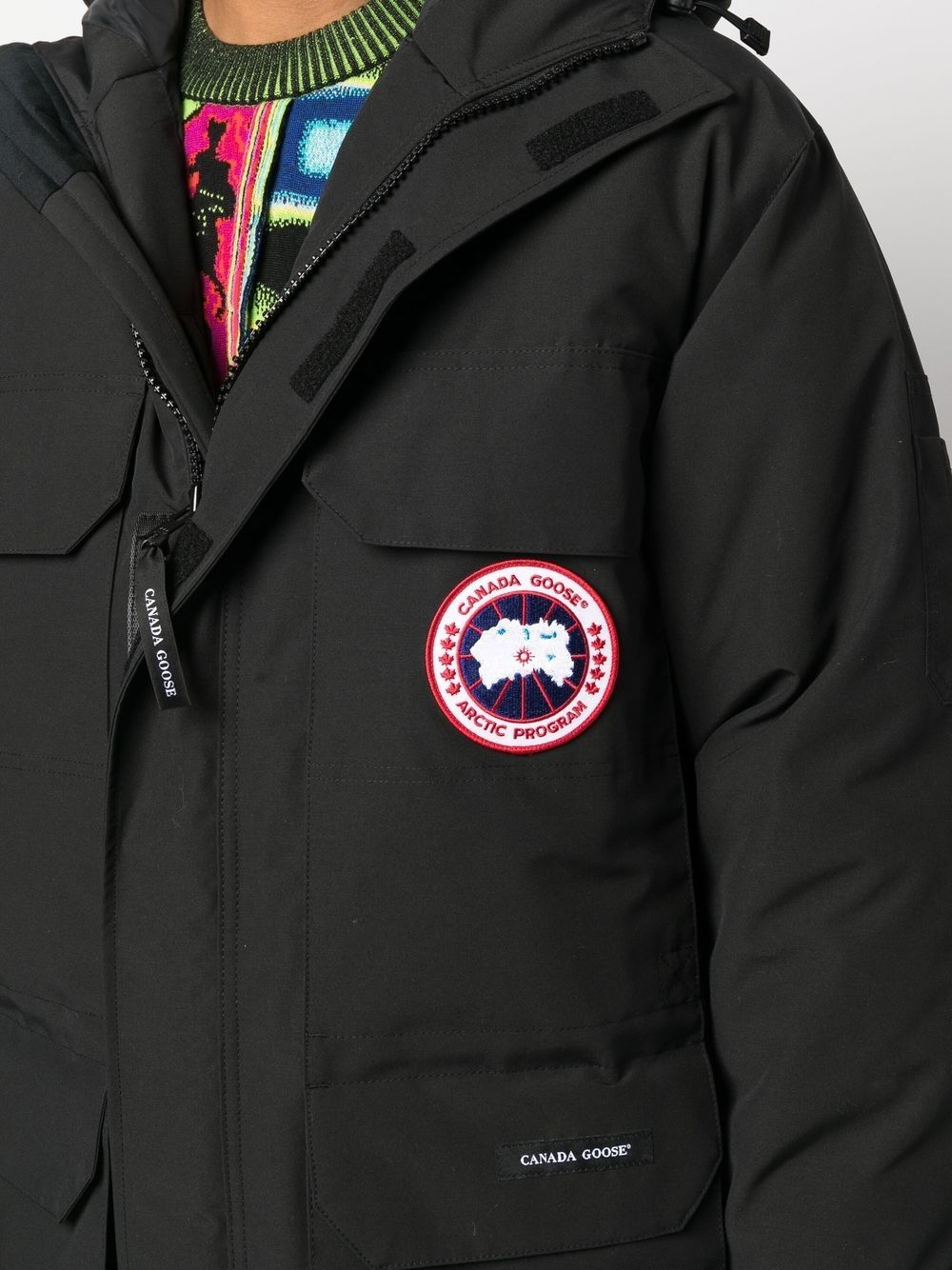logo-patch hooded down jacket - 5