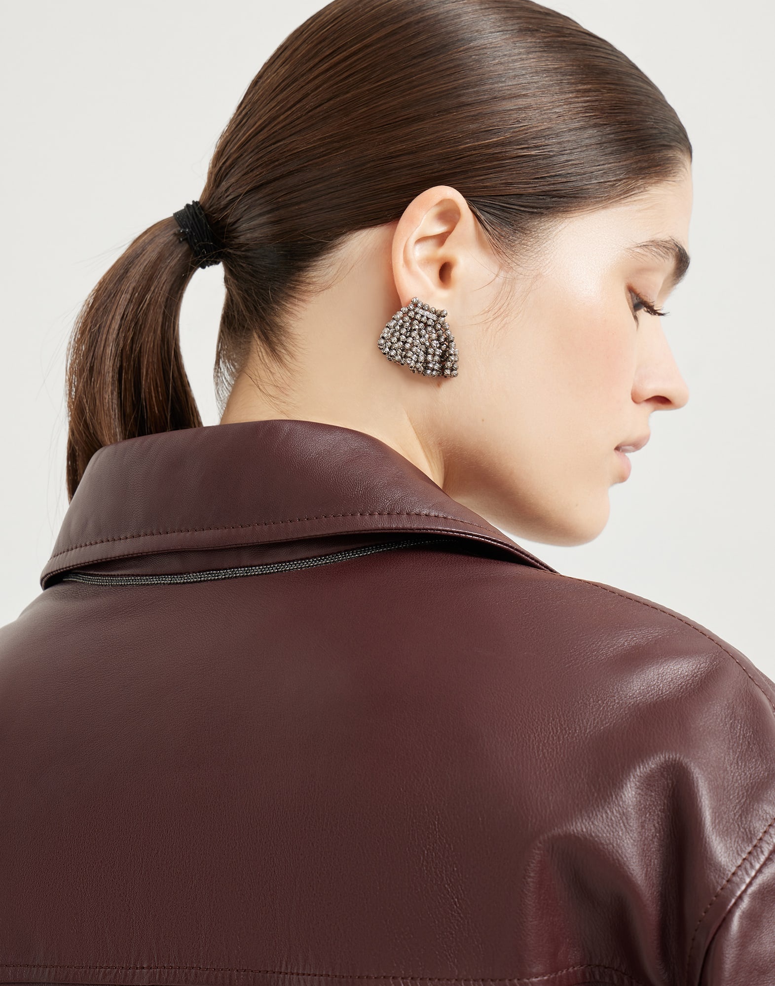 Soft nappa leather bomber jacket with Thermore® padding with monili - 3