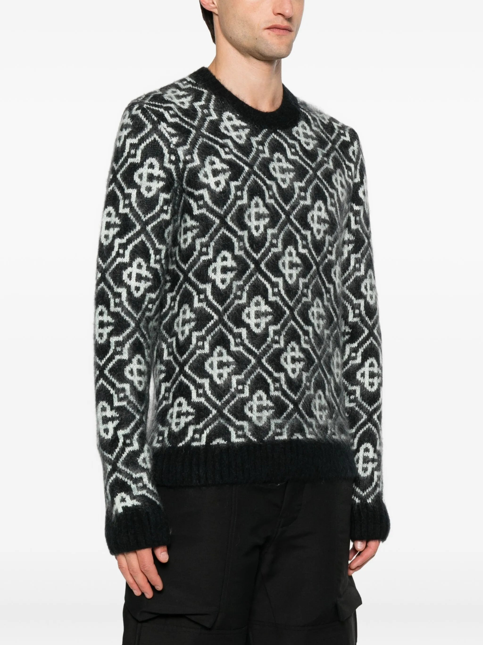 monogram-pattern knitted sweater - 3