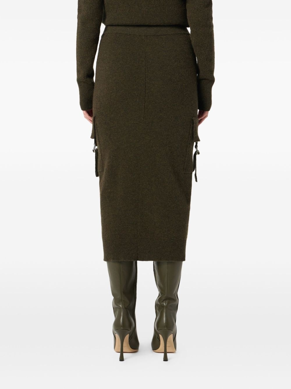 cargo-pockets knitted midi skirt - 3