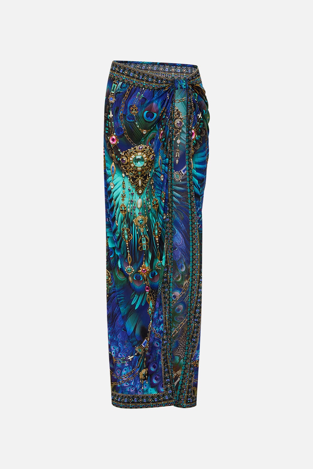 LONG SARONG WITH GATHERED TAB AND LEG SPLIT - 1
