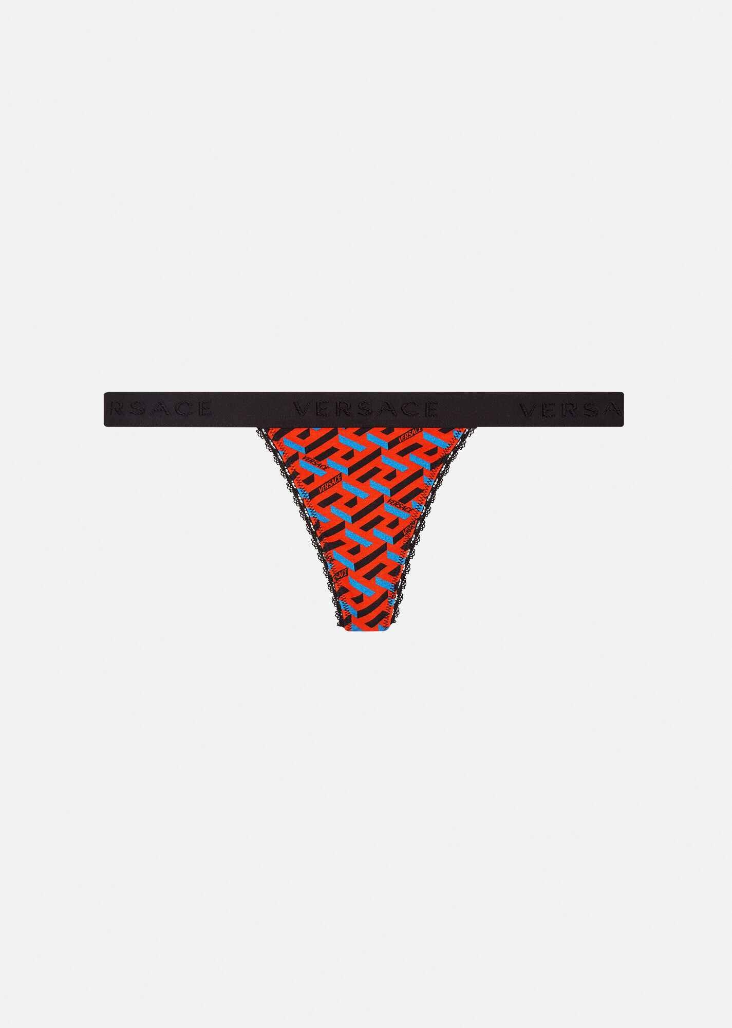 Greca Signature Print Thong - 1