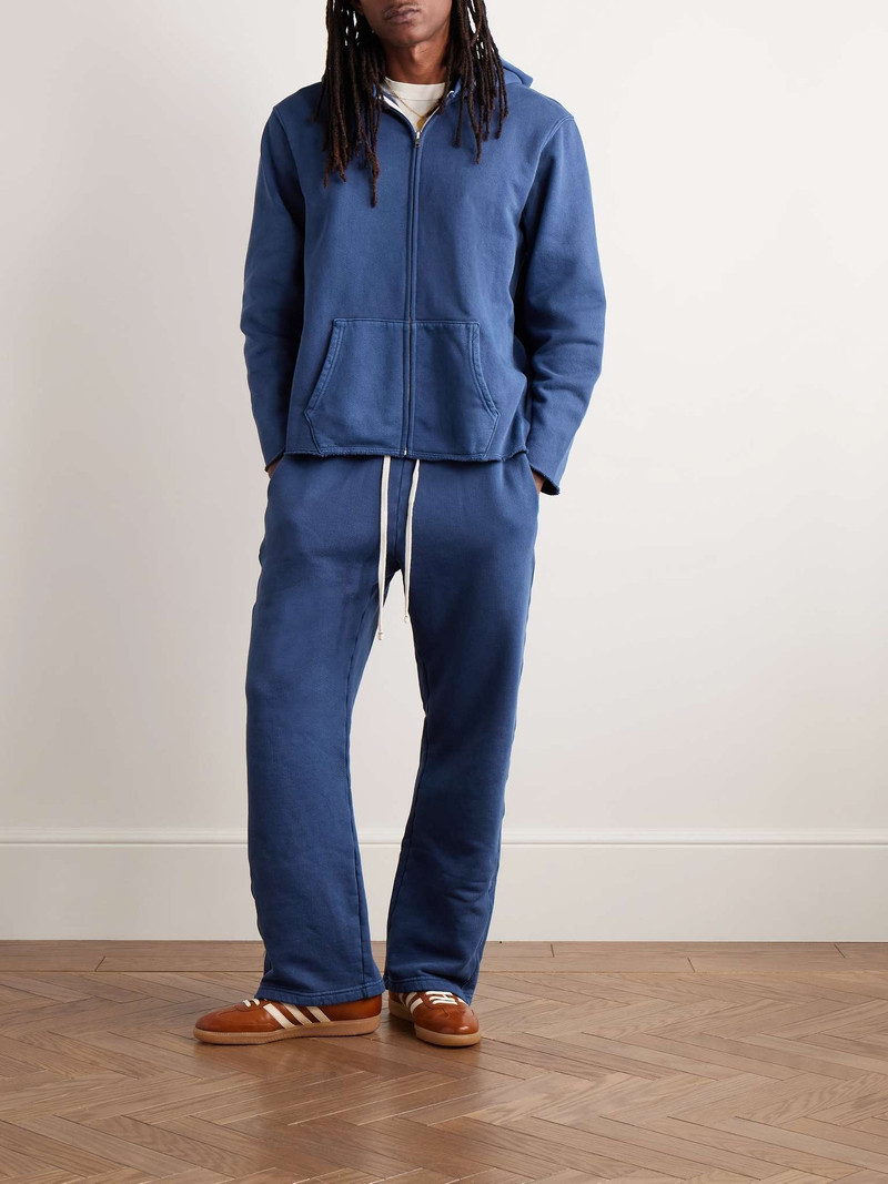 LES TIEN Garment-Dyed Distressed Cotton-Jersey Zip-Up Hoodie outlook