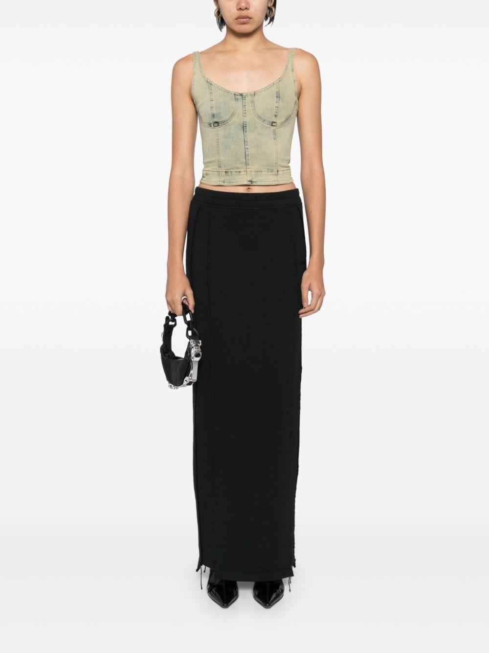 logo-embroidered jersey skirt - 2